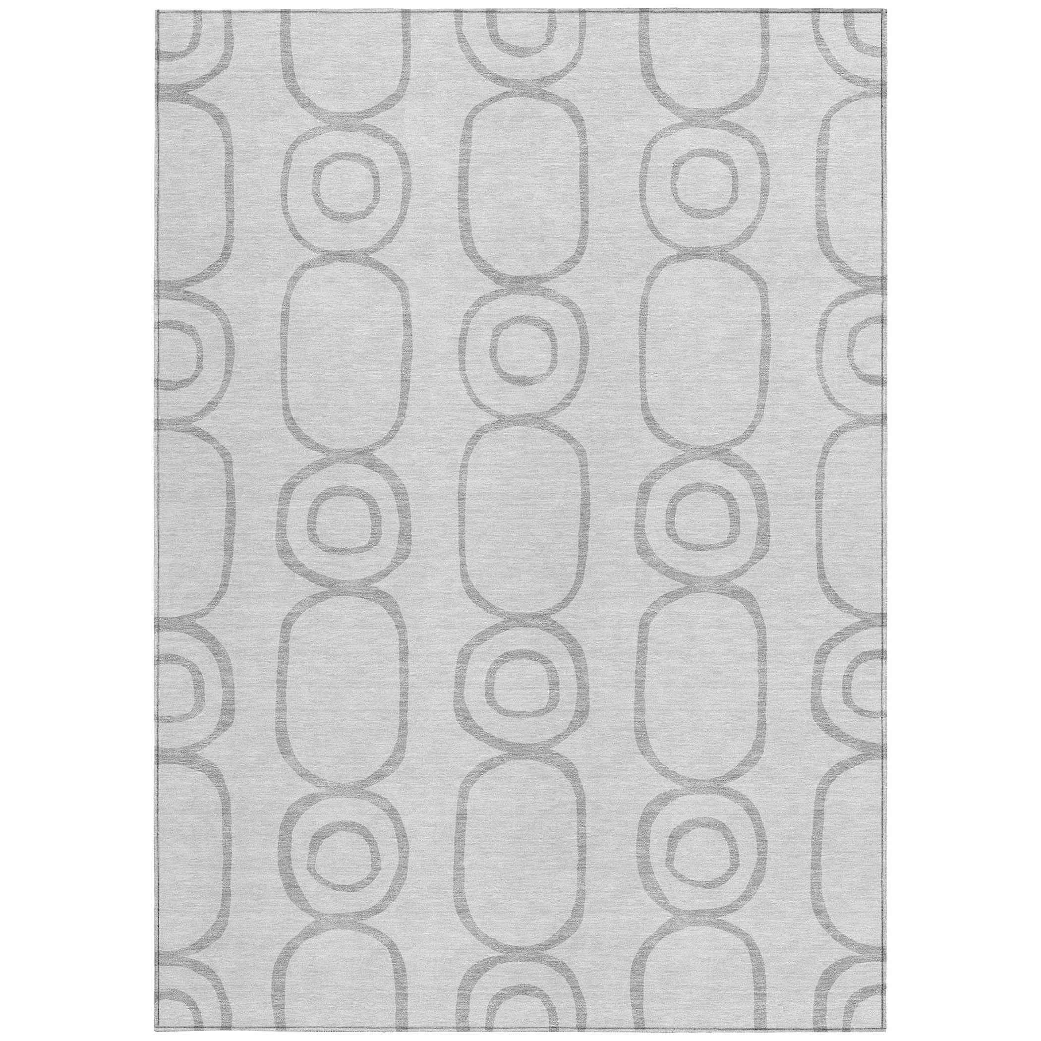 8' X 10' Silver And Gray Geometric Washable Indoor Outdoor Area Rug