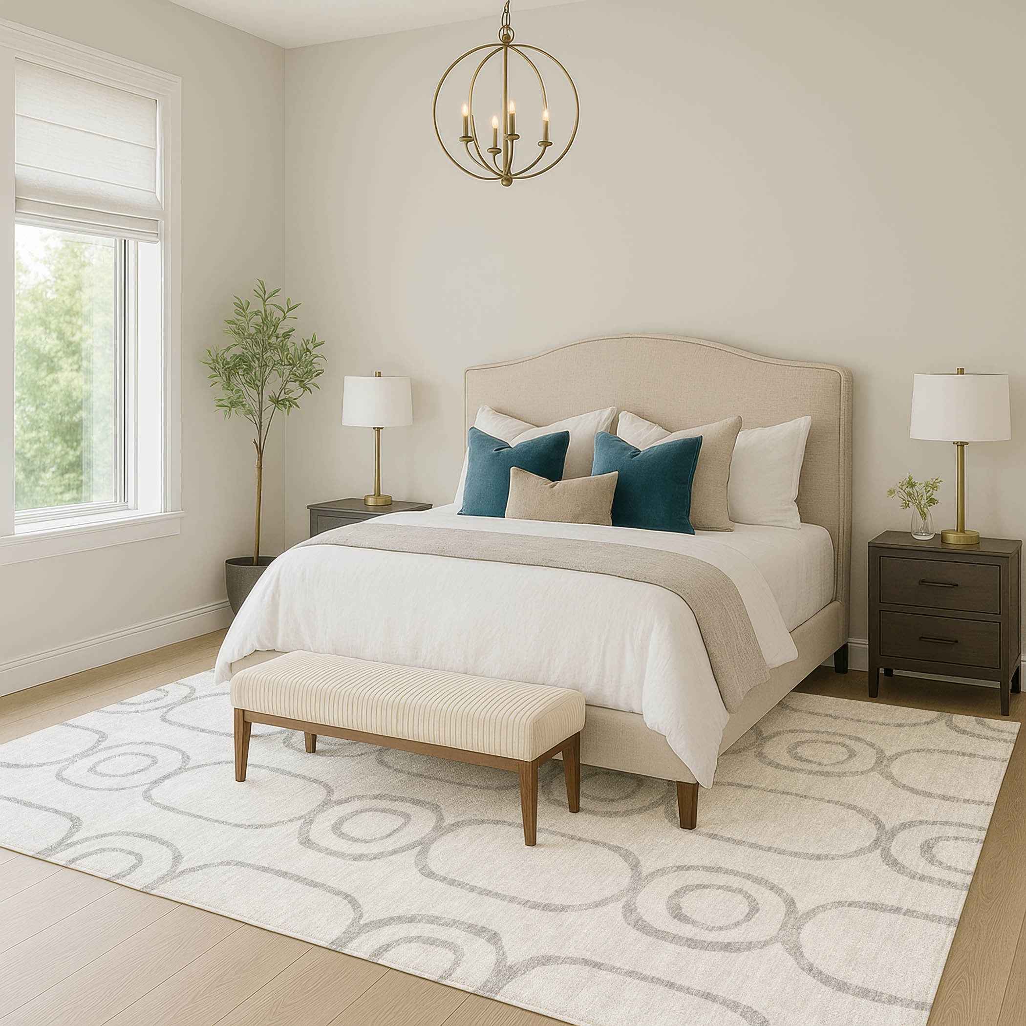 8' X 10' Silver And Gray Geometric Washable Indoor Outdoor Area Rug