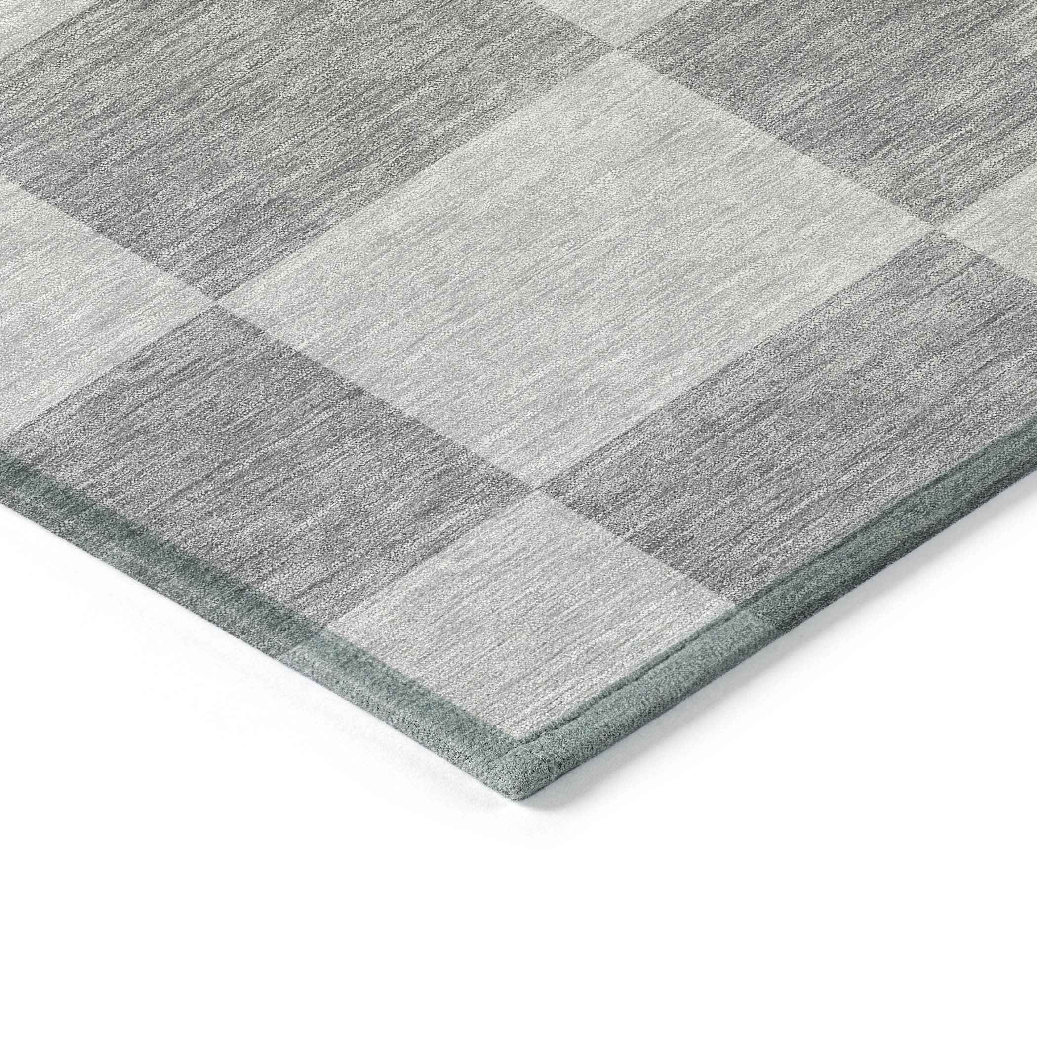 5' X 8' Gray And Pewter Geometric Washable Indoor Outdoor Area Rug