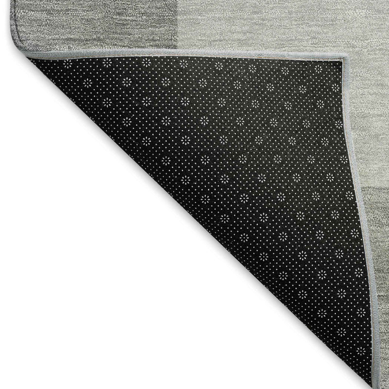5' X 8' Gray And Pewter Geometric Washable Indoor Outdoor Area Rug