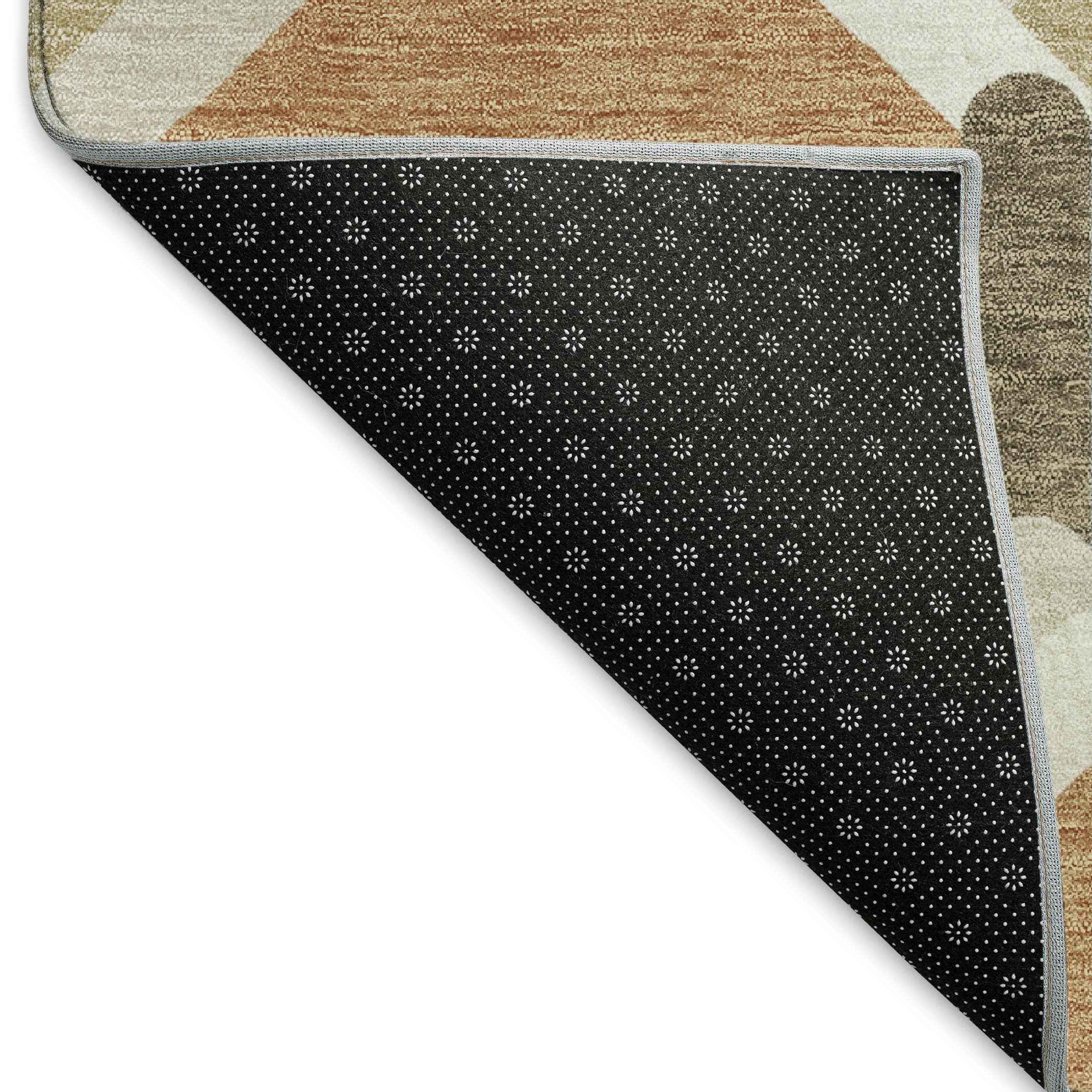 3' X 5' Copper Ivory And Gray Geometric Washable Indoor Outdoor Area Rug