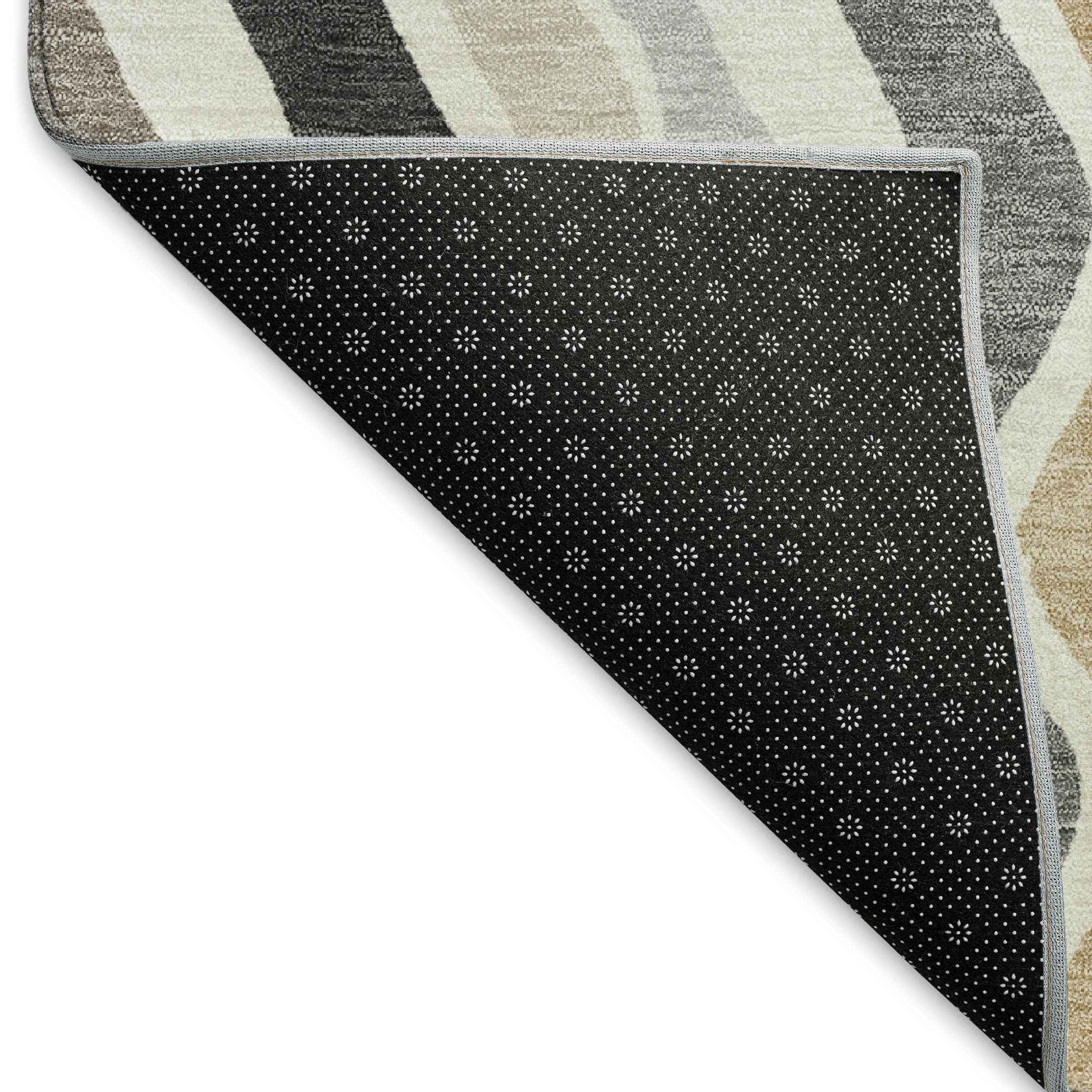 8' X 10' Charcoal Ivory And Gray Striped Washable Indoor Outdoor Area Rug