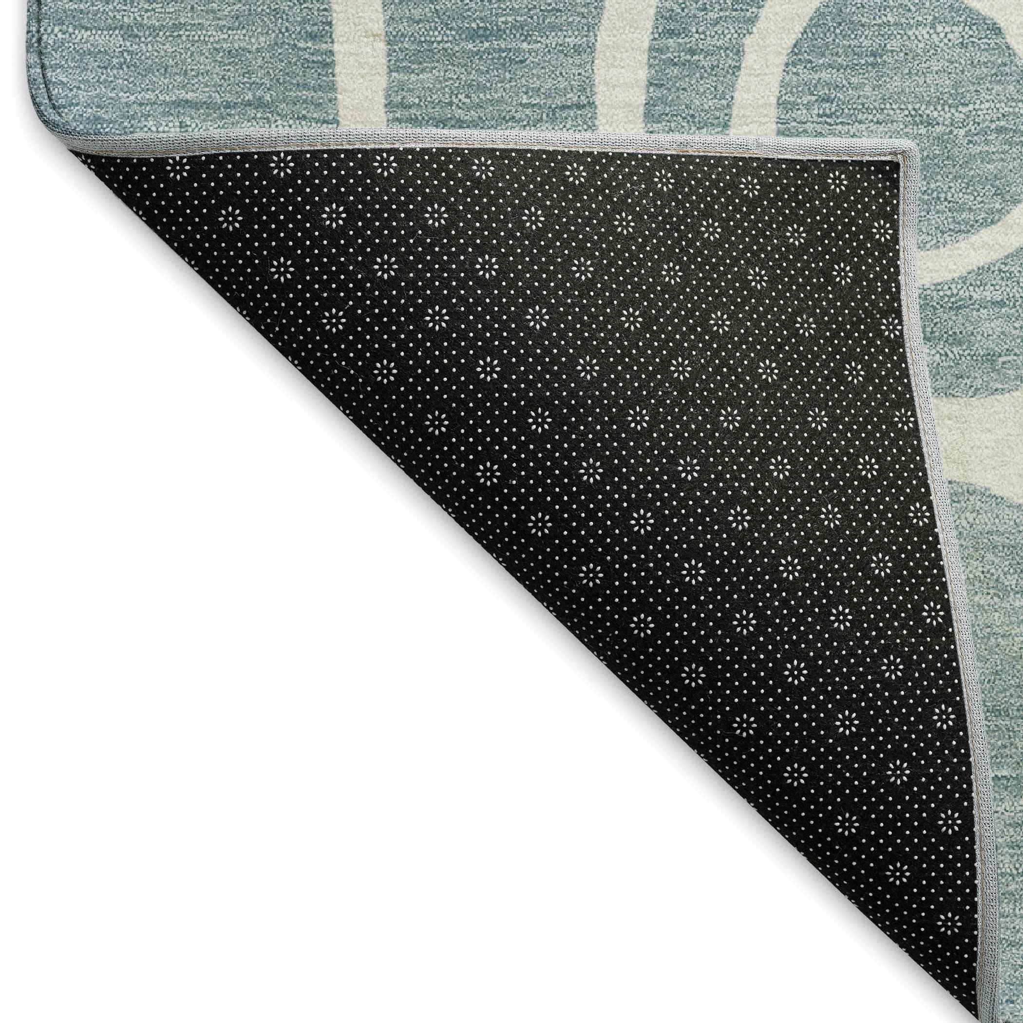 10' X 14' Aqua And Ivory Geometric Washable Indoor Outdoor Area Rug