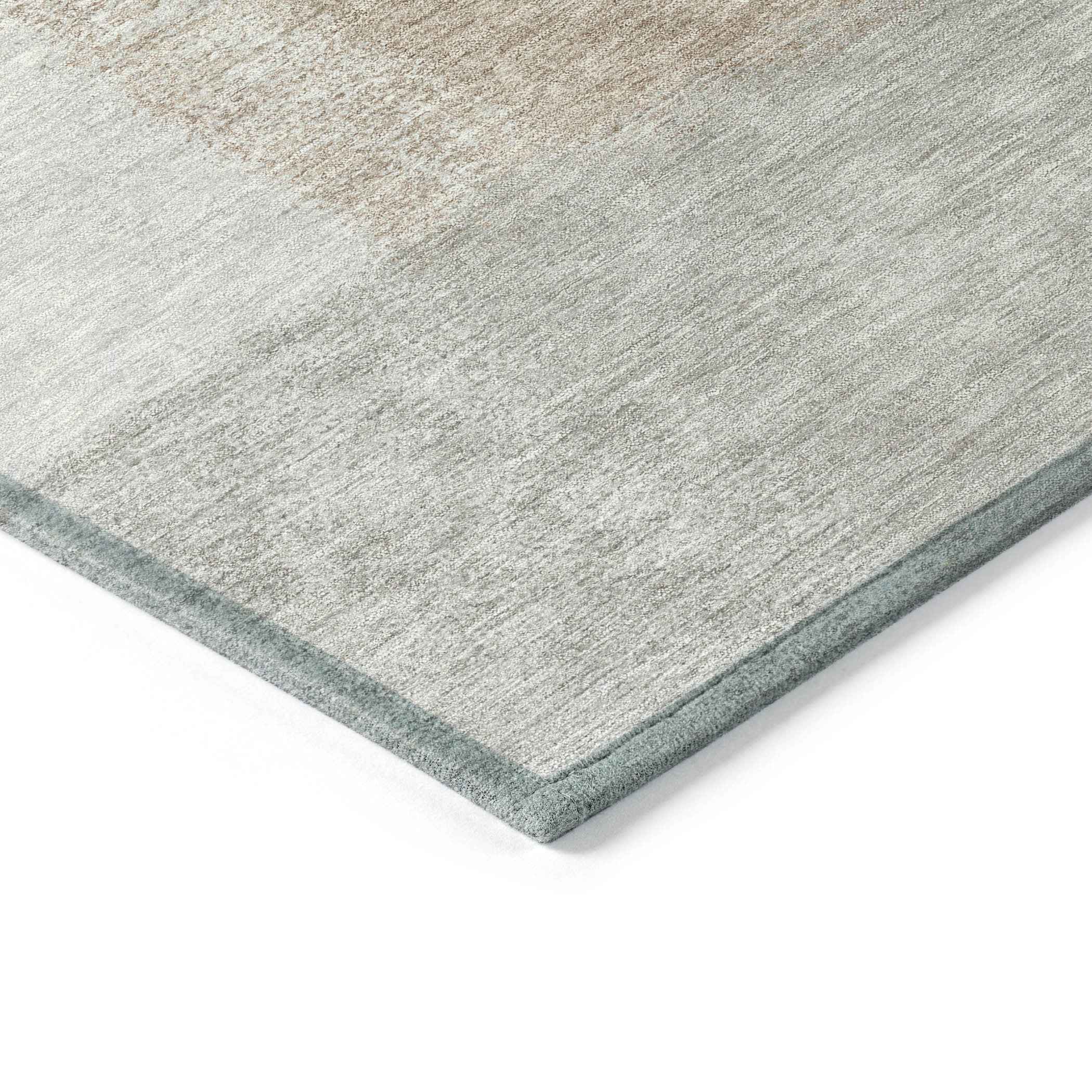 8' Taupe Ivory And Gray Round Abstract Washable Indoor Outdoor Area Rug