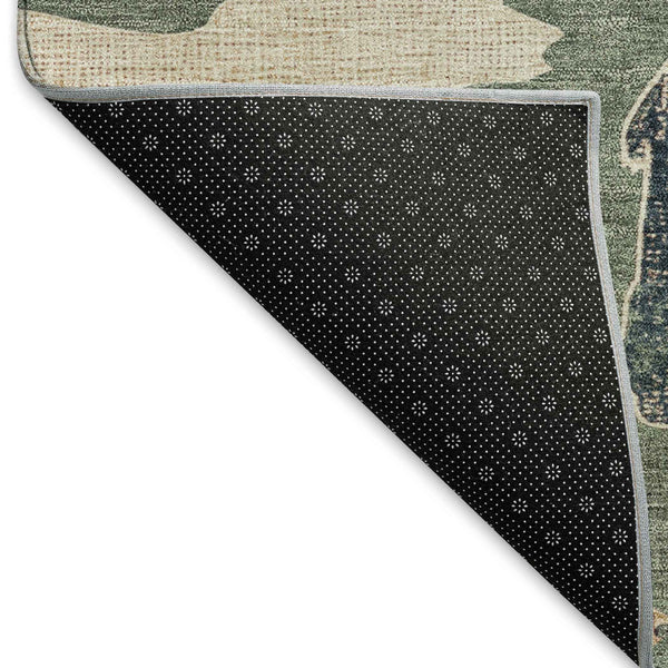 3' X 5' Green Ivory And Copper Animal Print Washable Indoor Outdoor Area Rug