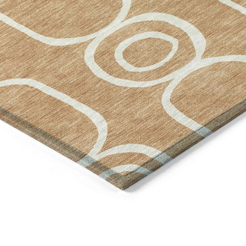 9' X 12' Rust And Ivory Geometric Washable Indoor Outdoor Area Rug