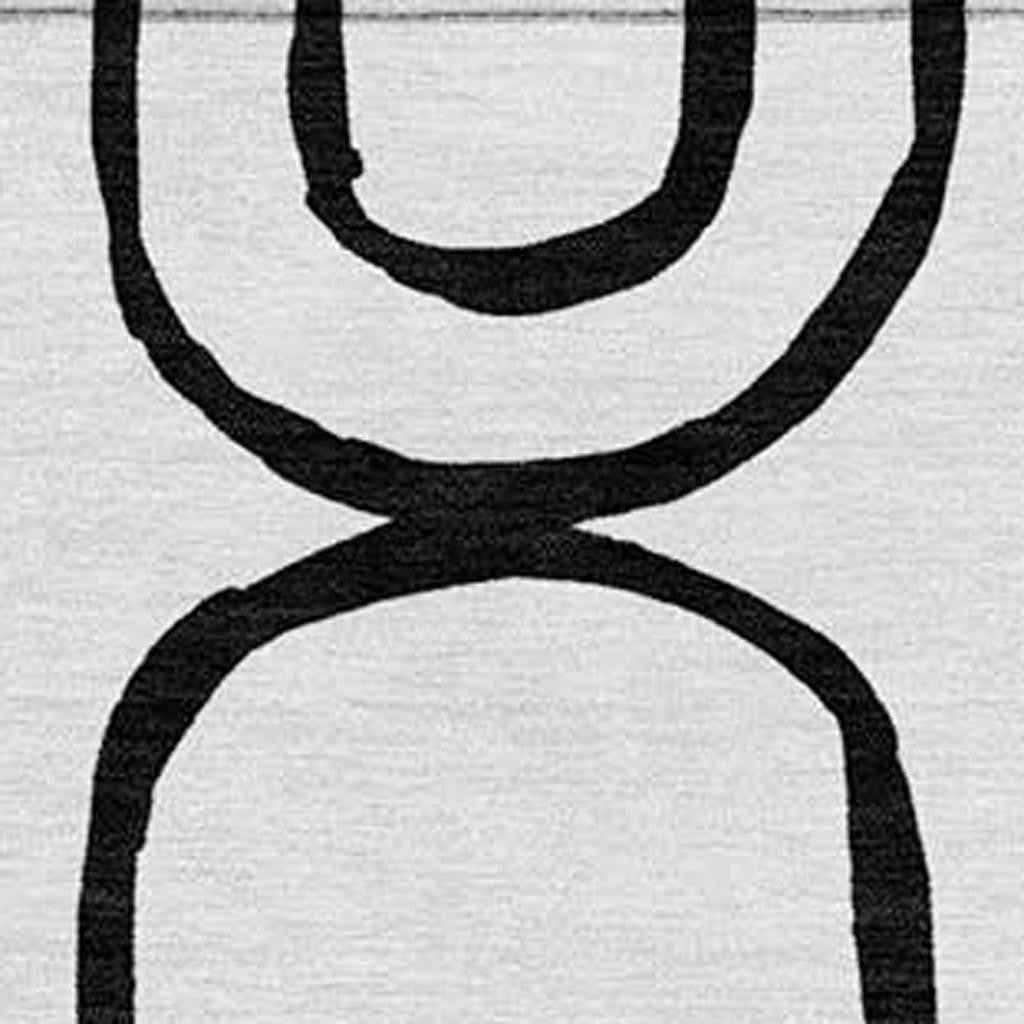 8' X 10' White And Black Geometric Washable Indoor Outdoor Area Rug