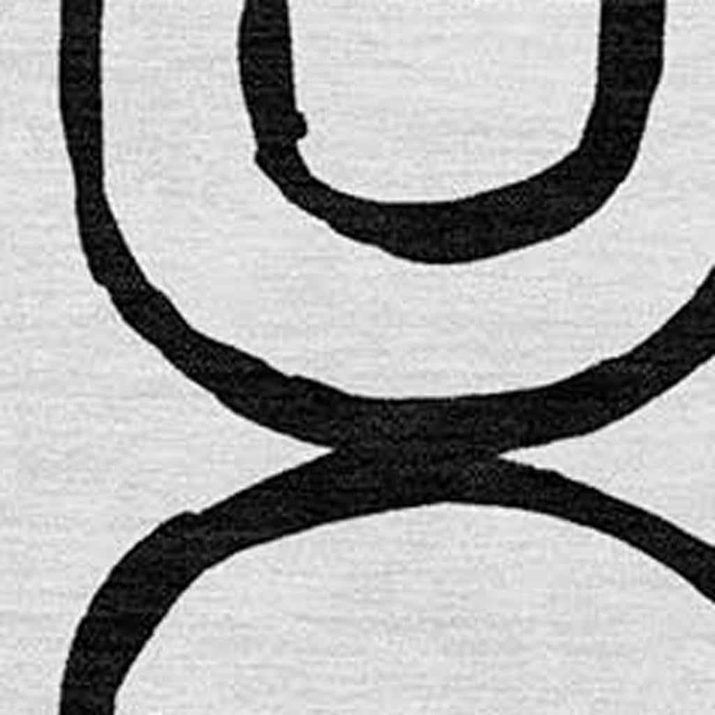 8' X 10' White And Black Geometric Washable Indoor Outdoor Area Rug