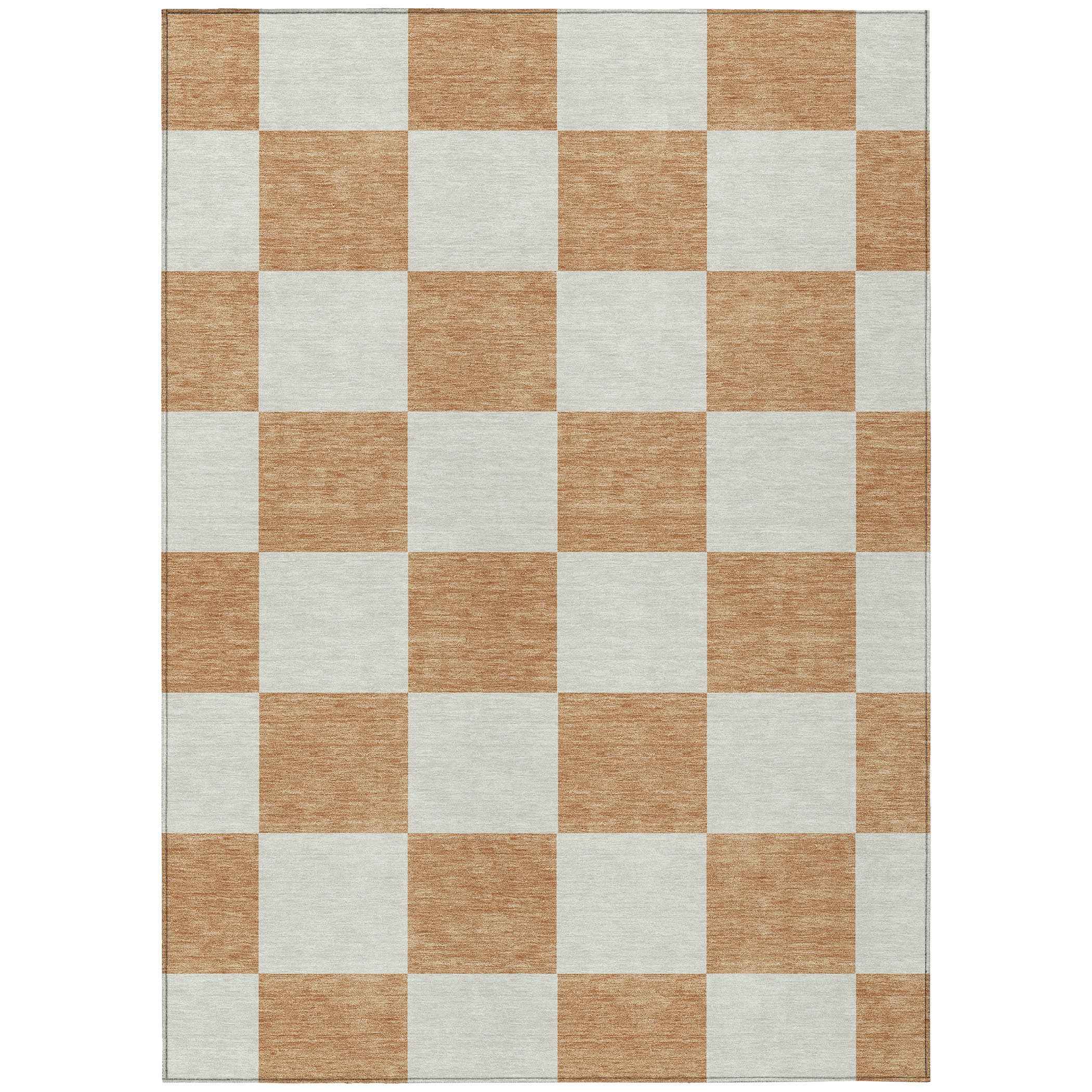 10' X 14' Copper And Ivory Geometric Washable Indoor Outdoor Area Rug