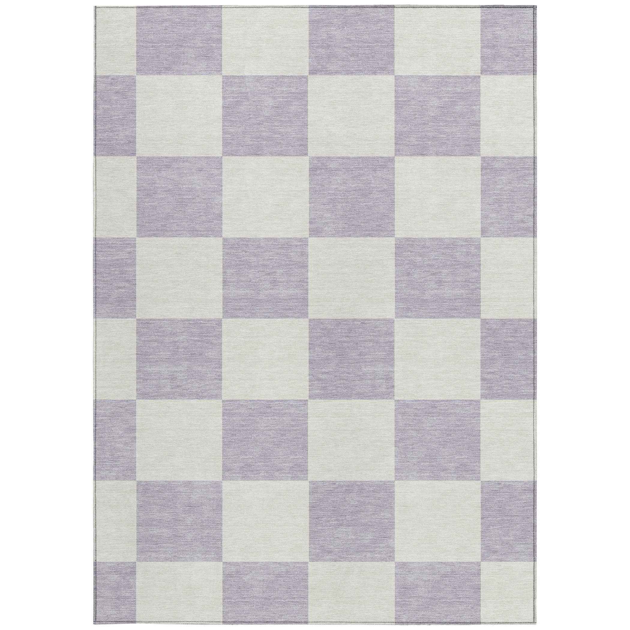3' X 5' Lavender And Ivory Geometric Washable Indoor Outdoor Area Rug