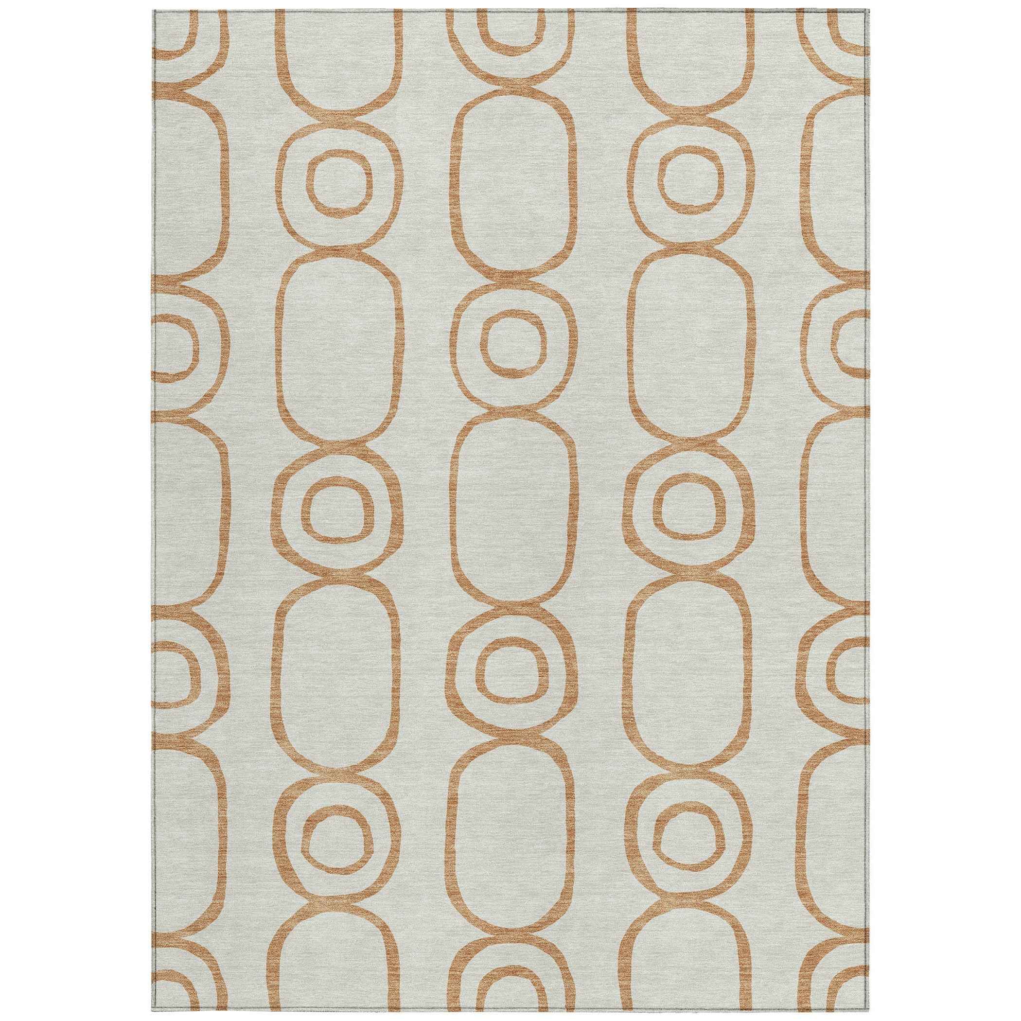 10' X 14' Copper And Ivory Geometric Washable Indoor Outdoor Area Rug