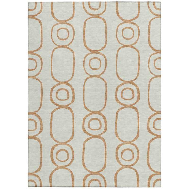 10' X 14' Copper And Ivory Geometric Washable Indoor Outdoor Area Rug