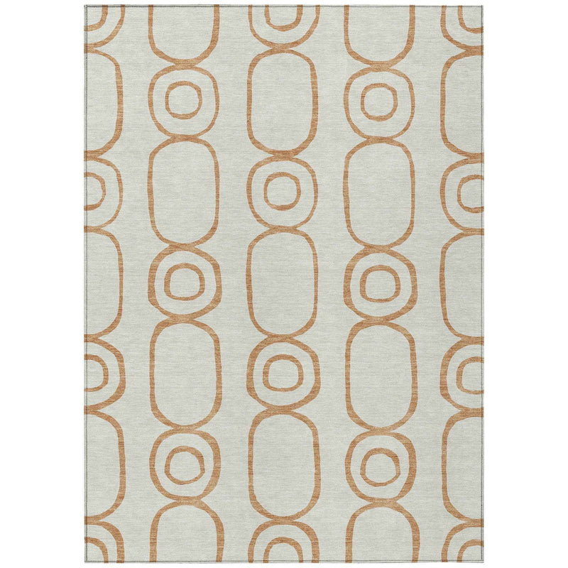 10' X 14' Copper And Ivory Geometric Washable Indoor Outdoor Area Rug