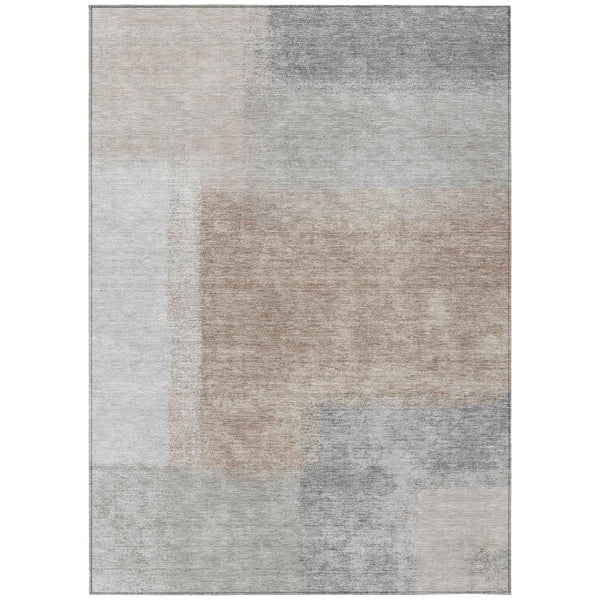 3' X 5' Taupe Ivory And Gray Abstract Washable Indoor Outdoor Area Rug