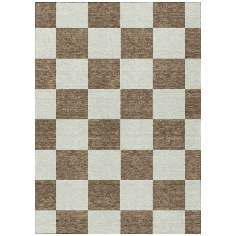 10' X 14' Chocolate And Ivory Geometric Washable Indoor Outdoor Area Rug