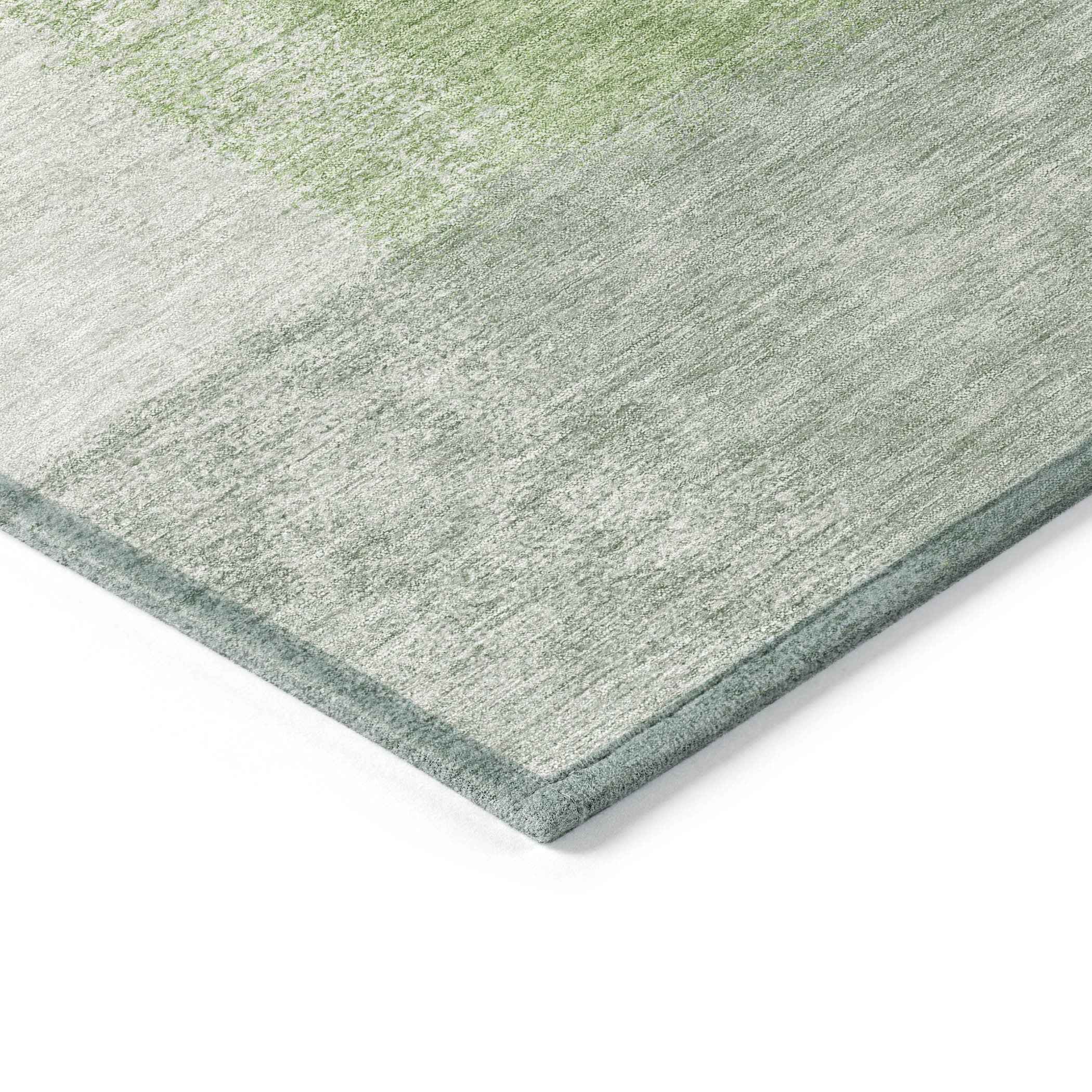 8' X 10' Artichoke Green Ivory And Brown Abstract Washable Indoor Outdoor Area Rug