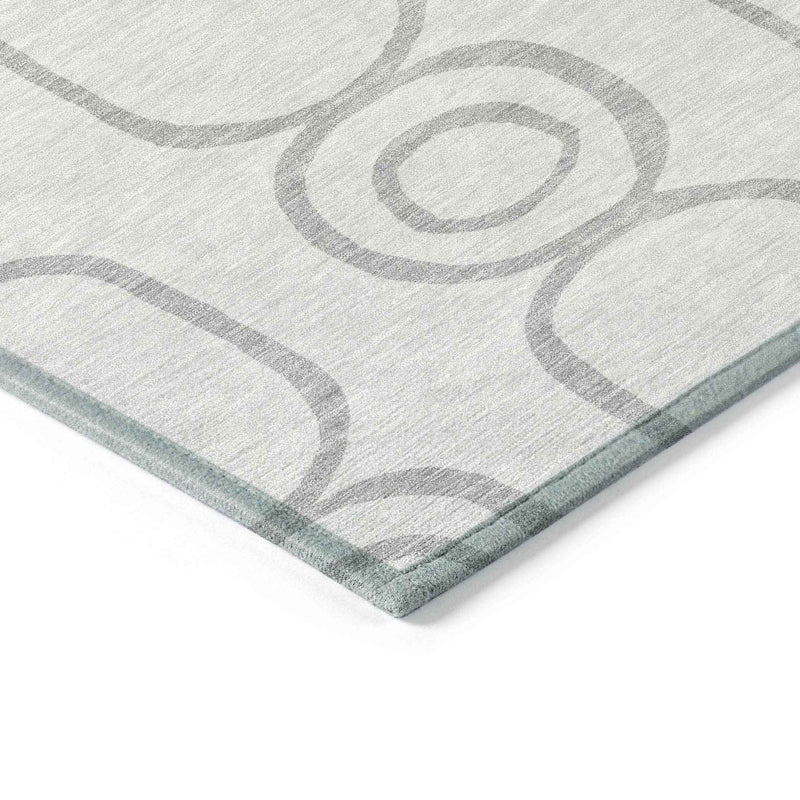 5' X 8' Silver And Gray Geometric Washable Indoor Outdoor Area Rug