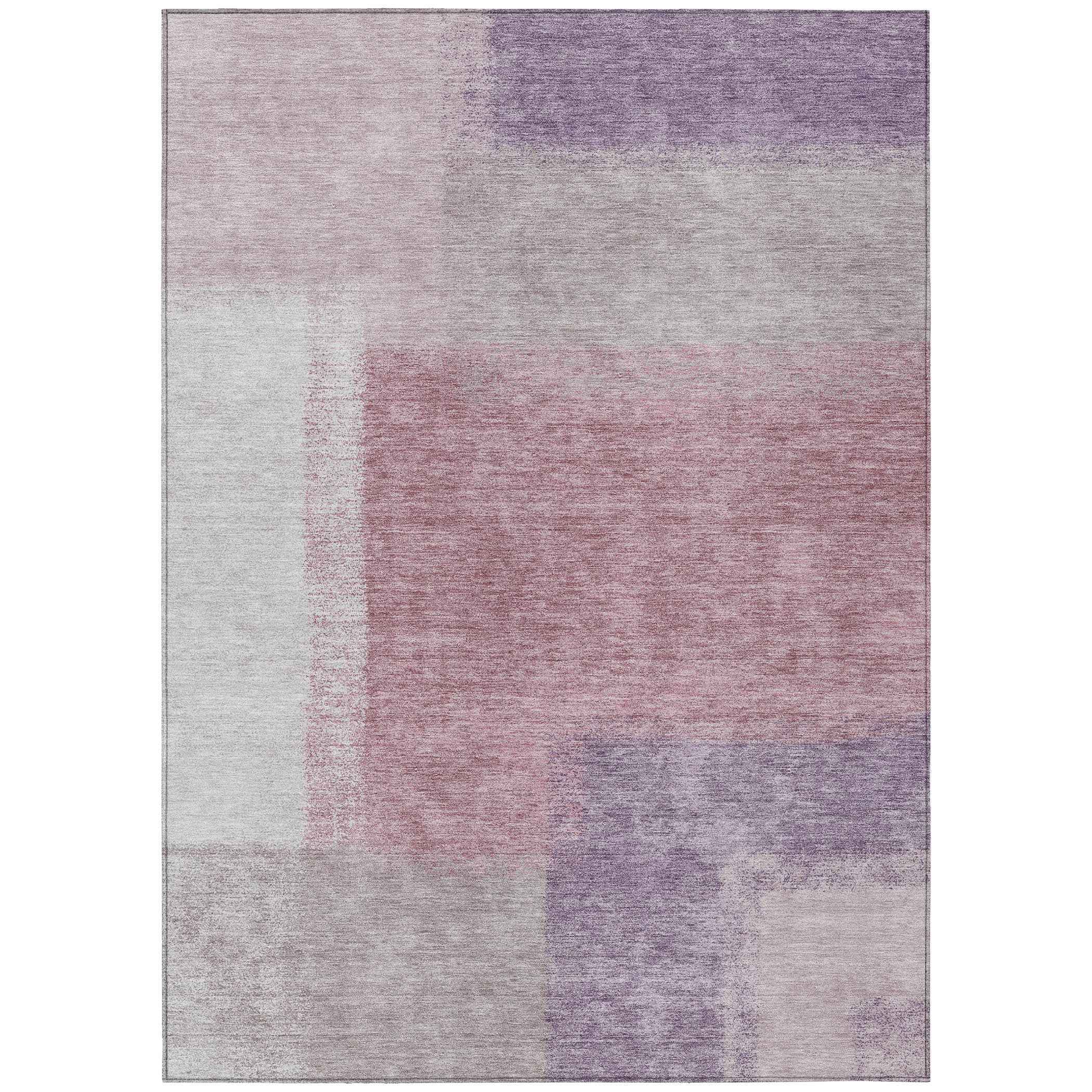 5' X 8' Blush Ivory And Gray Abstract Washable Indoor Outdoor Area Rug