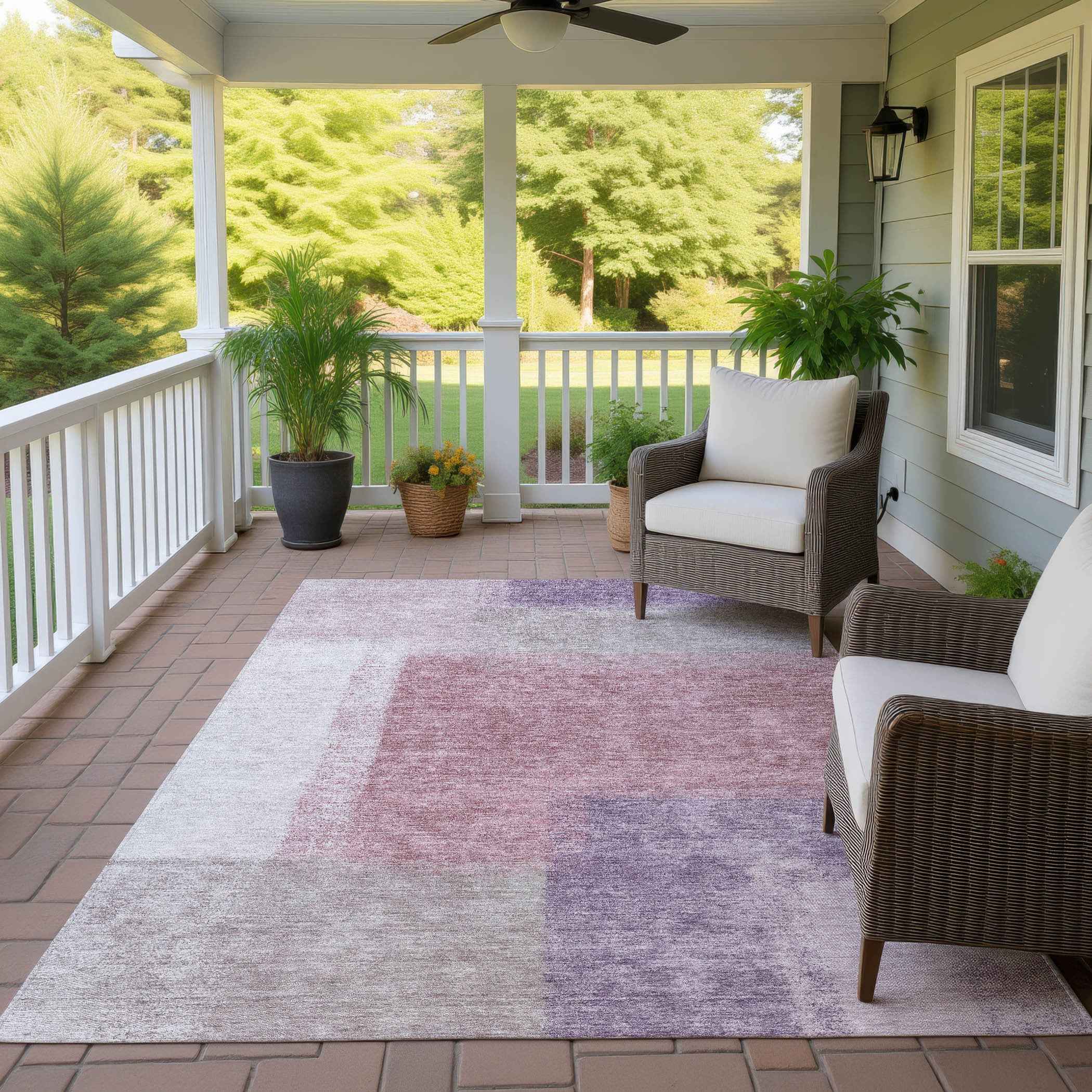 5' X 8' Blush Ivory And Gray Abstract Washable Indoor Outdoor Area Rug