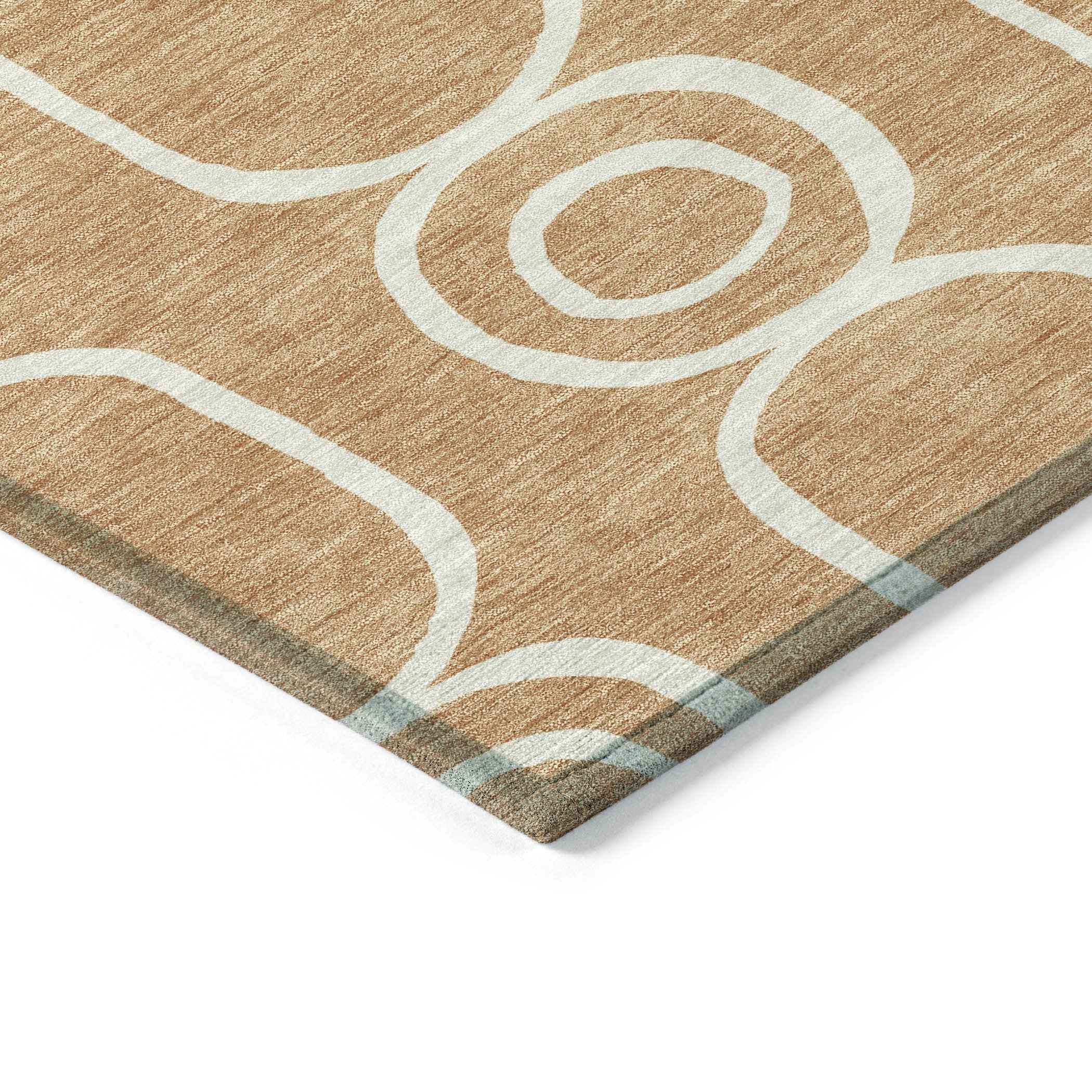 5' X 8' Rust And Ivory Geometric Washable Indoor Outdoor Area Rug