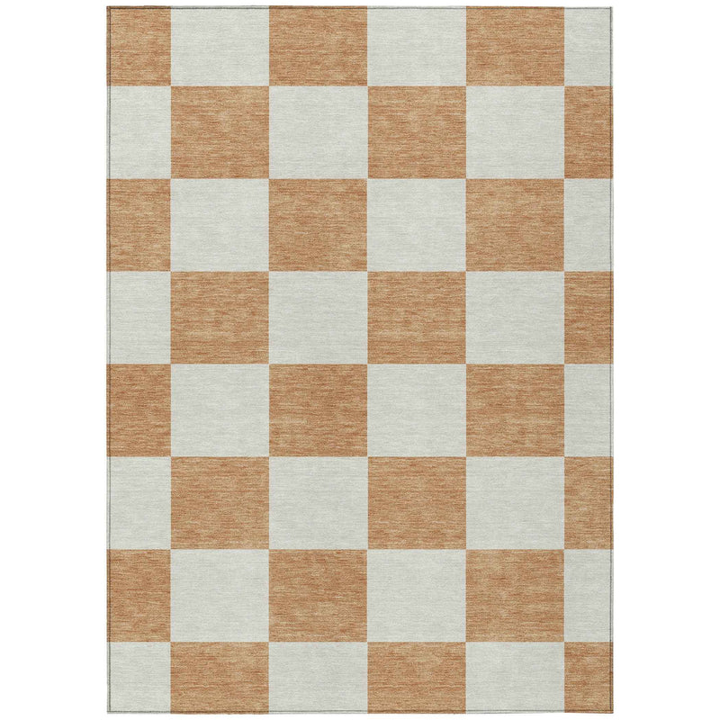 8' X 10' Copper And Ivory Geometric Washable Indoor Outdoor Area Rug