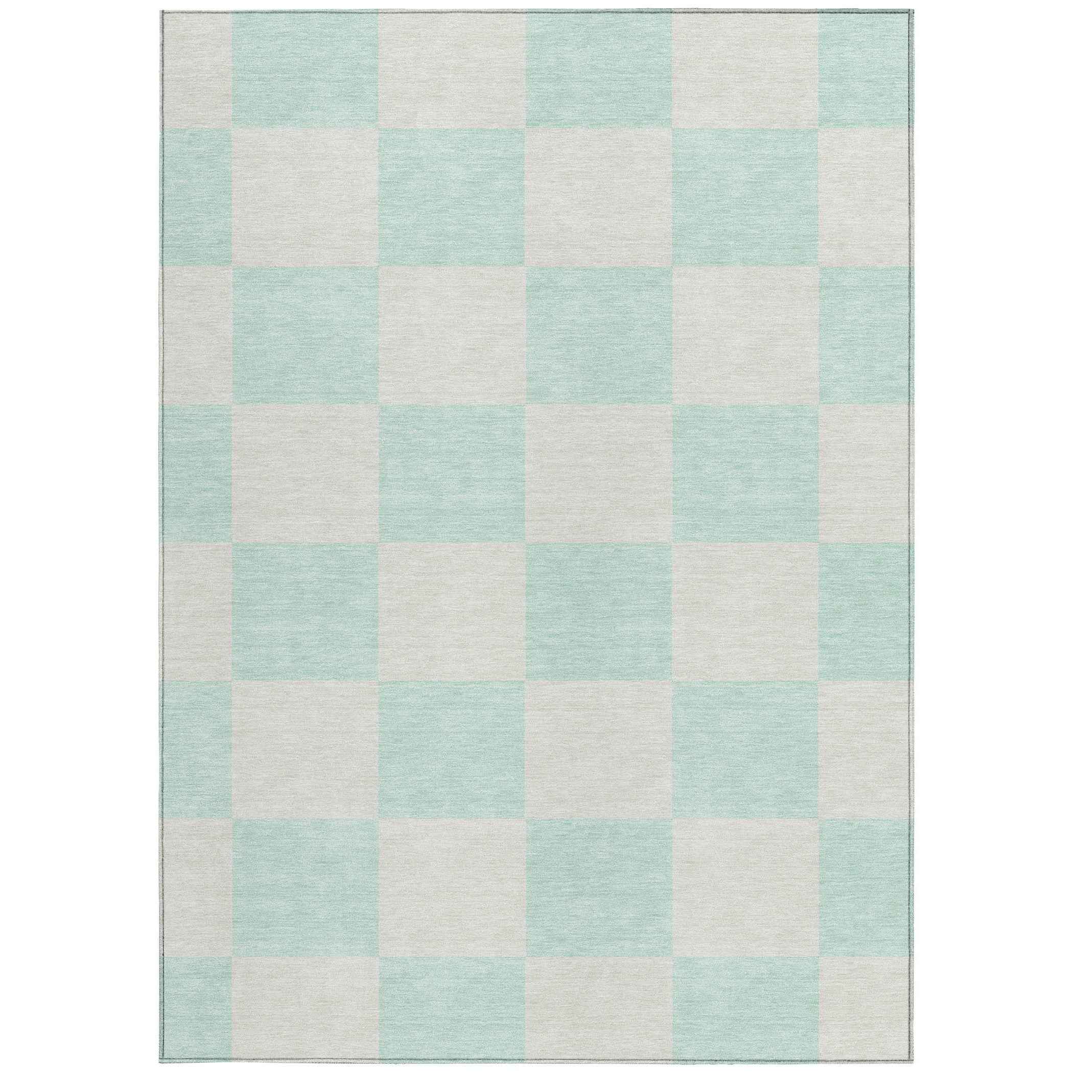 8' X 10' Mint Green And Ivory Geometric Washable Indoor Outdoor Area Rug