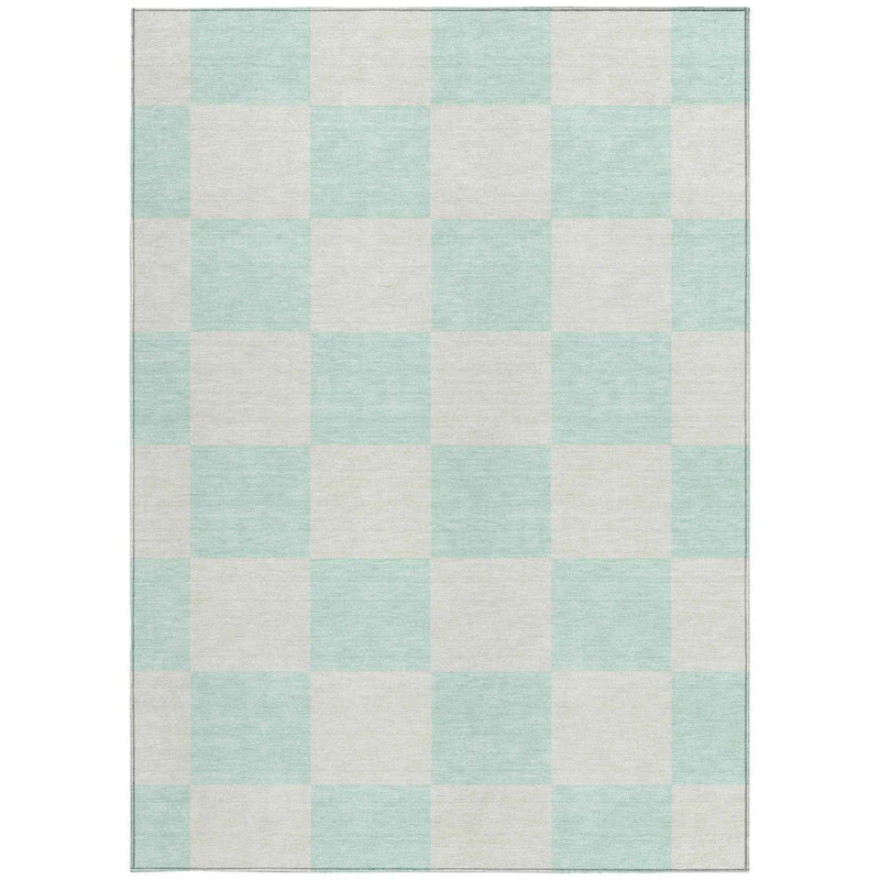 8' X 10' Mint Green And Ivory Geometric Washable Indoor Outdoor Area Rug