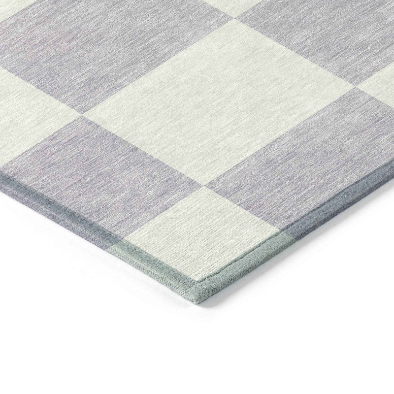 8' X 10' Lavender And Ivory Geometric Washable Indoor Outdoor Area Rug