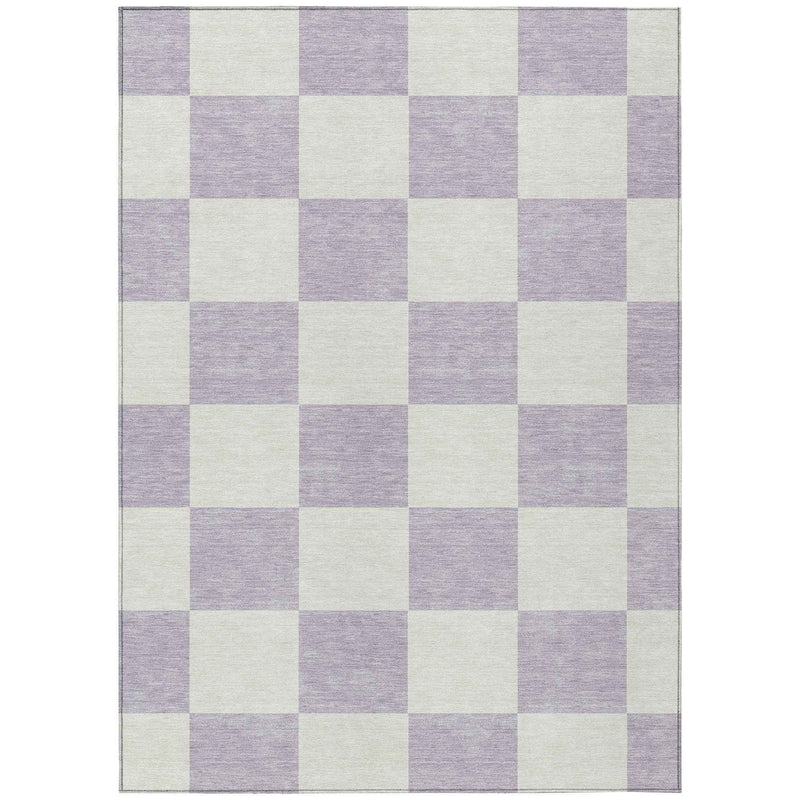 8' X 10' Lavender And Ivory Geometric Washable Indoor Outdoor Area Rug