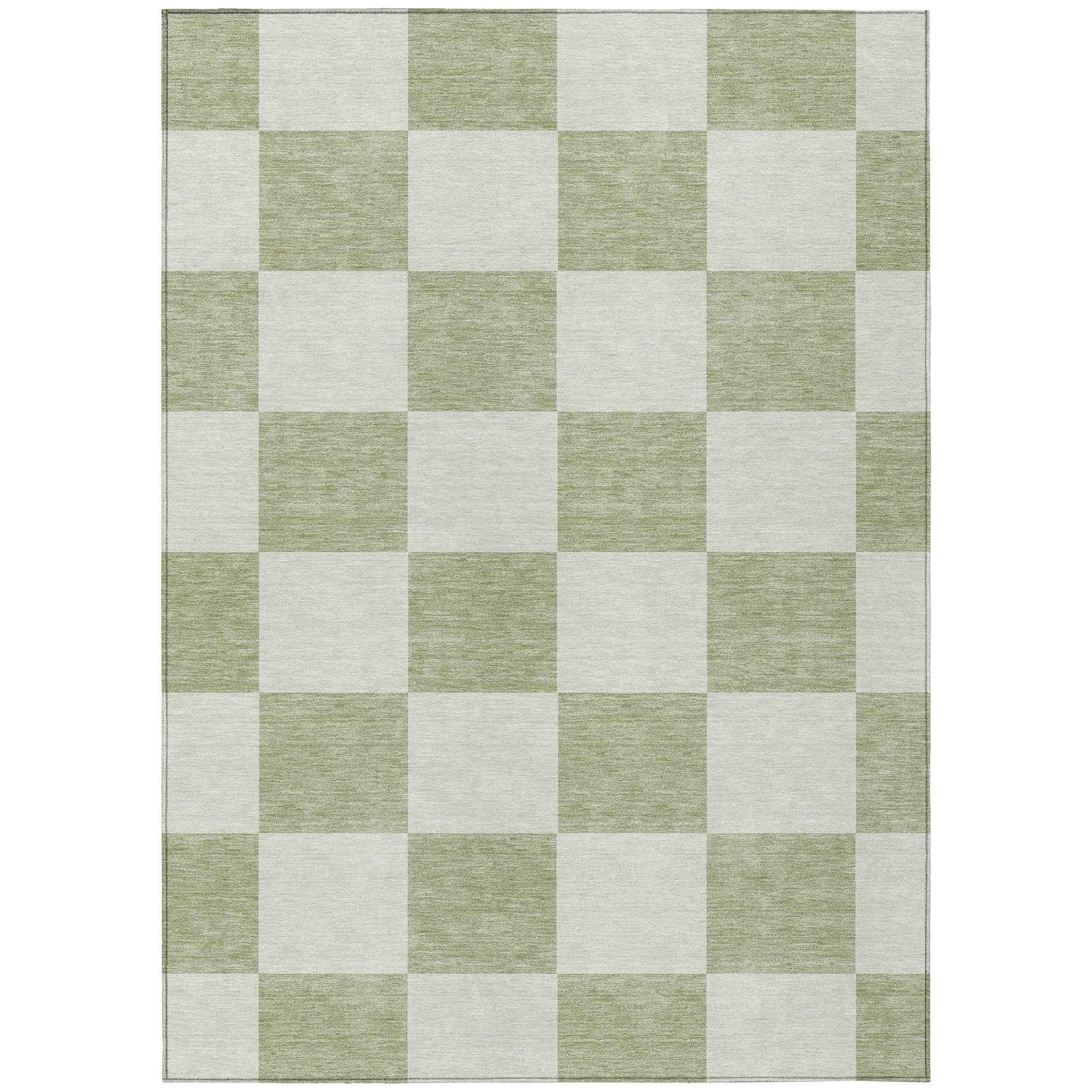 9' X 12' Artichoke Green And Ivory Geometric Washable Indoor Outdoor Area Rug
