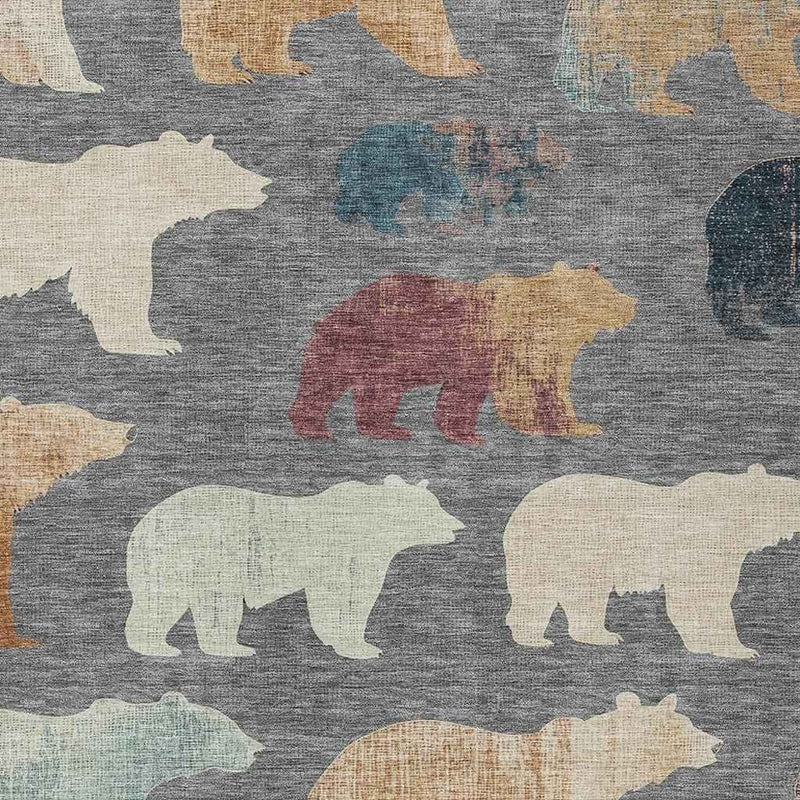 8' X 10' Gray Ivory And Beige Animal Print Washable Indoor Outdoor Area Rug