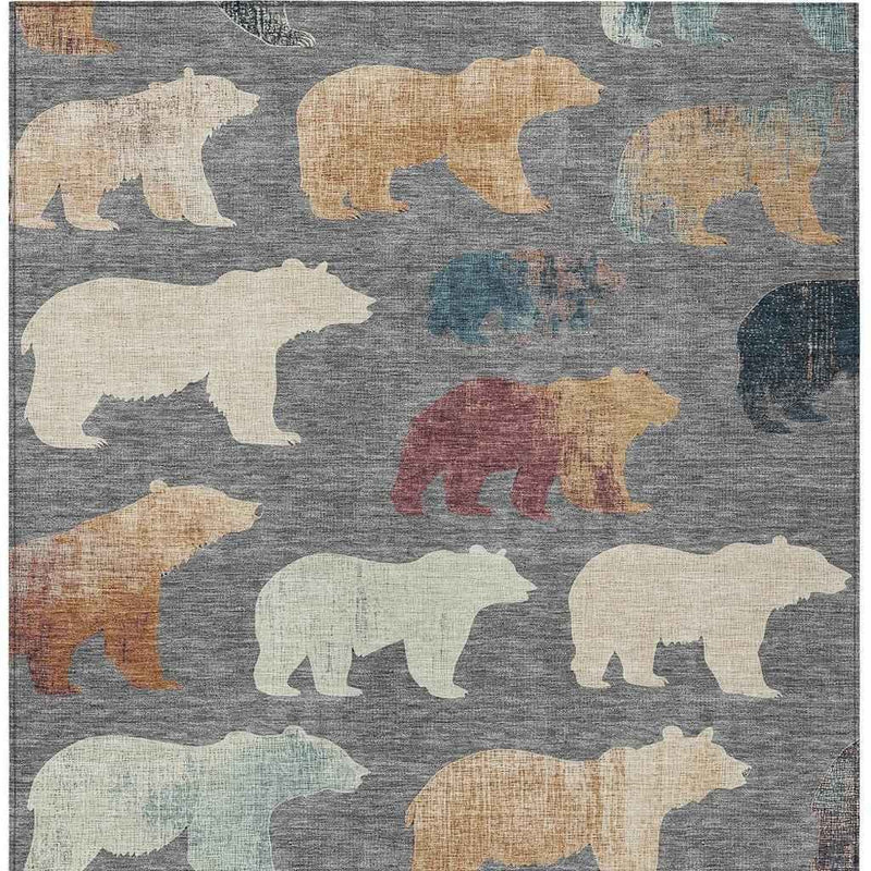 8' X 10' Gray Ivory And Beige Animal Print Washable Indoor Outdoor Area Rug