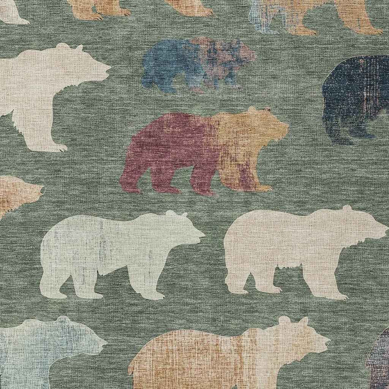 8' X 10' Green Ivory And Copper Animal Print Washable Indoor Outdoor Area Rug