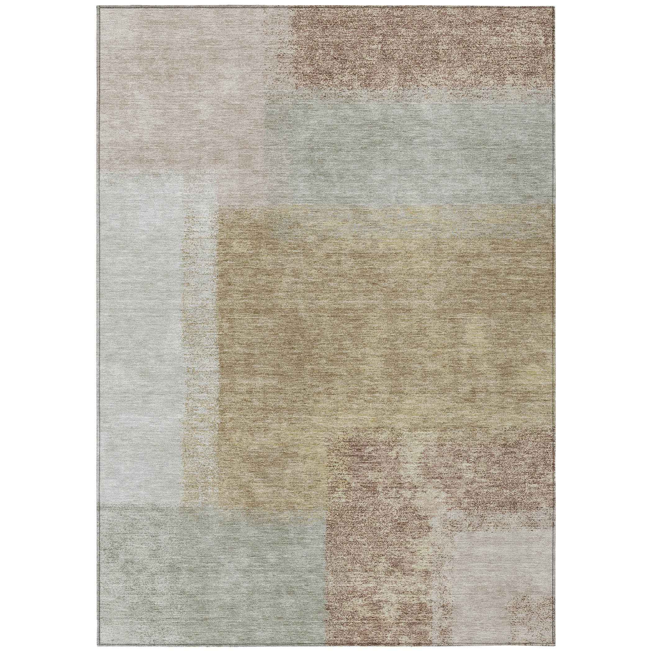 9' X 12' Gold Ivory And Gray Abstract Washable Indoor Outdoor Area Rug