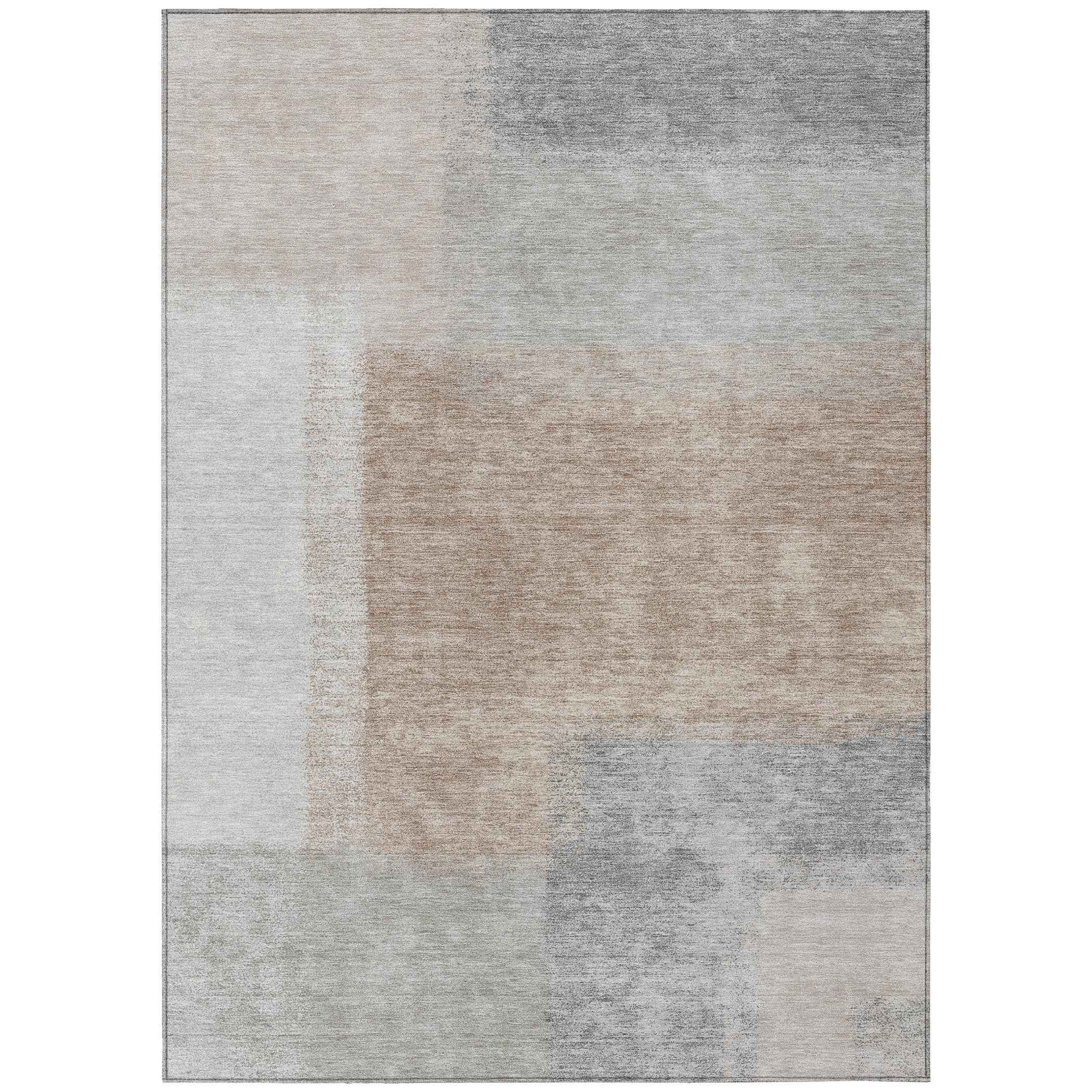 8' X 10' Taupe Ivory And Gray Abstract Washable Indoor Outdoor Area Rug