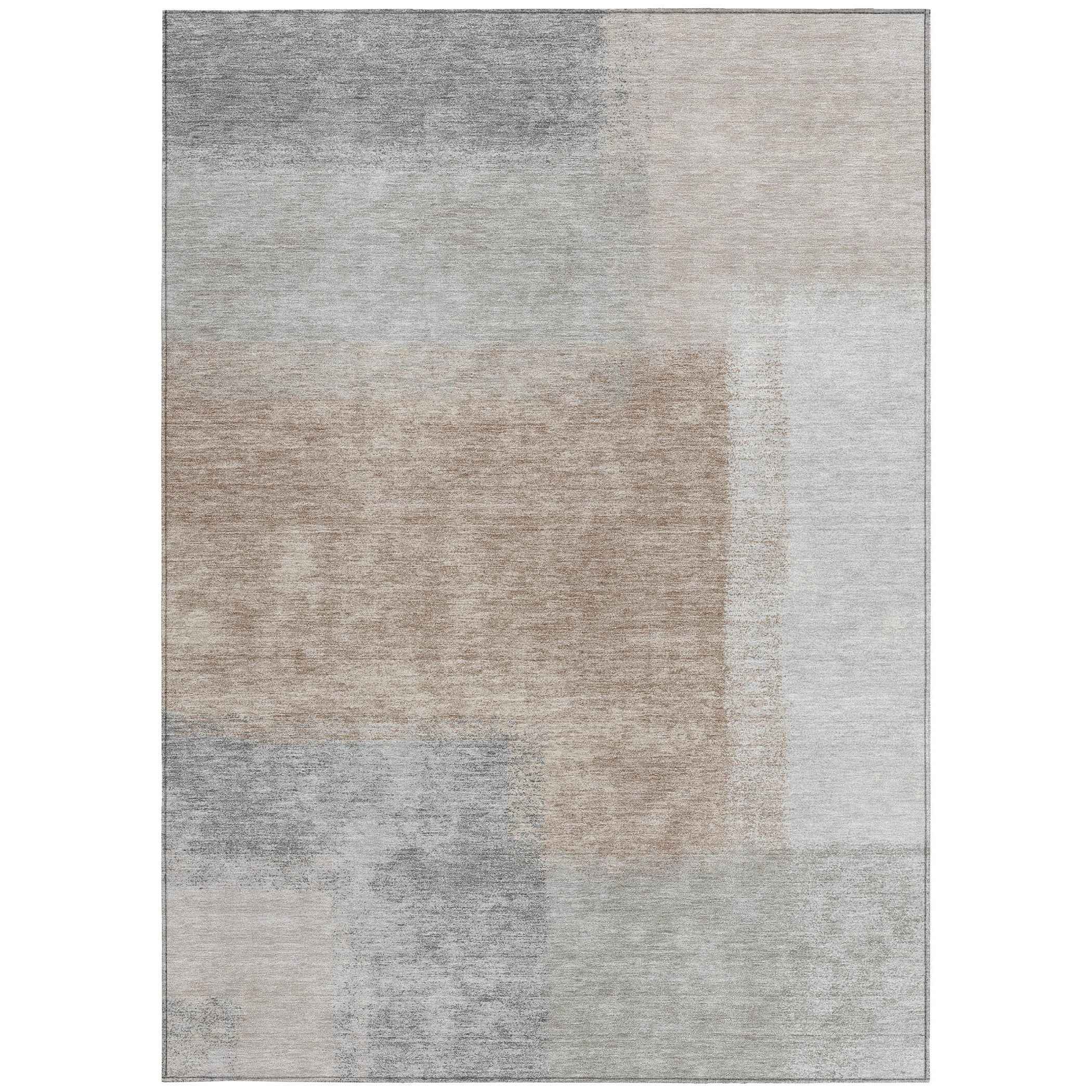8' X 10' Taupe Ivory And Gray Abstract Washable Indoor Outdoor Area Rug