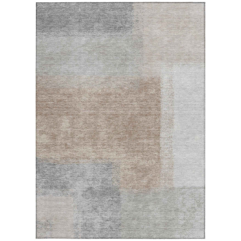 8' X 10' Taupe Ivory And Gray Abstract Washable Indoor Outdoor Area Rug