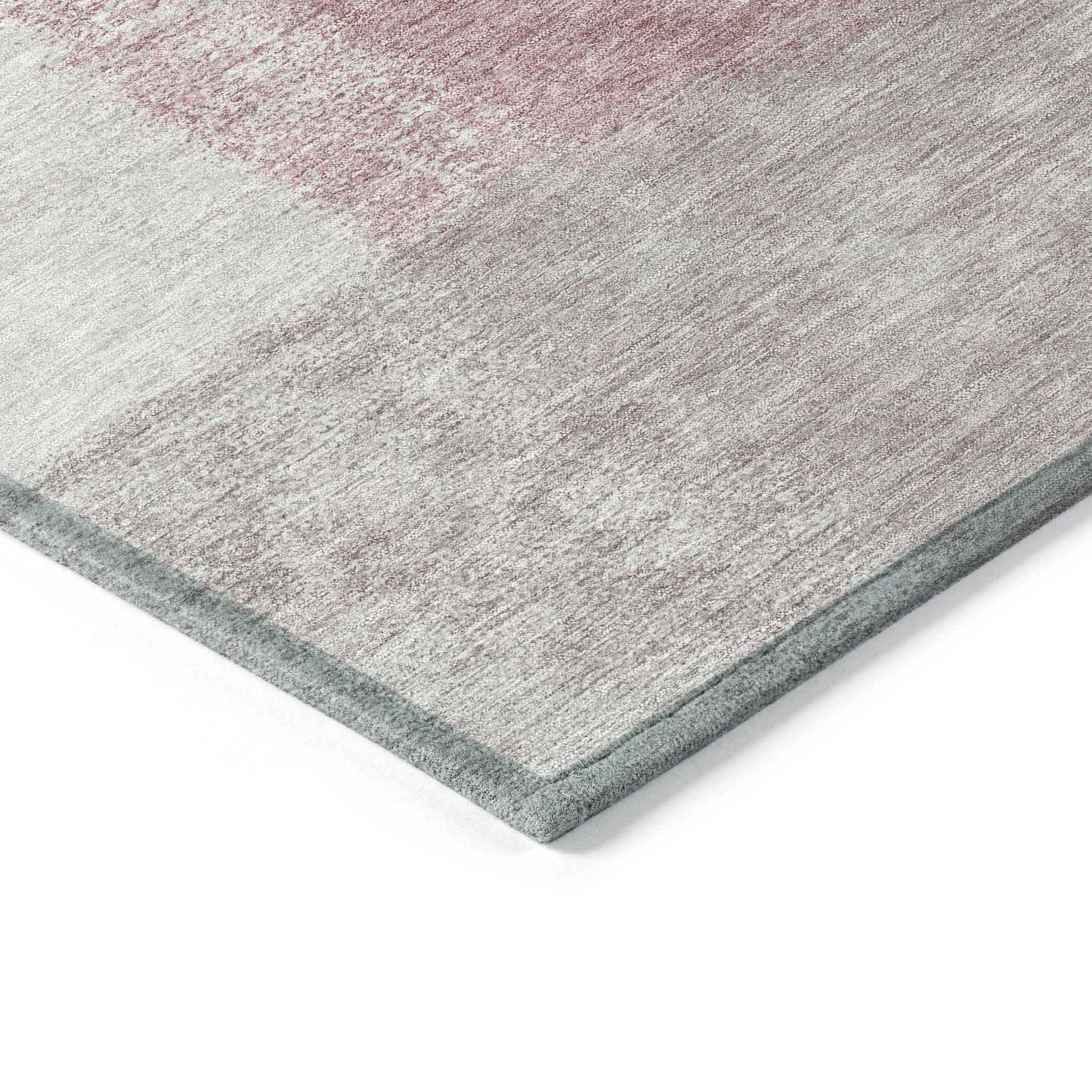 9' X 12' Blush Ivory And Gray Abstract Washable Indoor Outdoor Area Rug