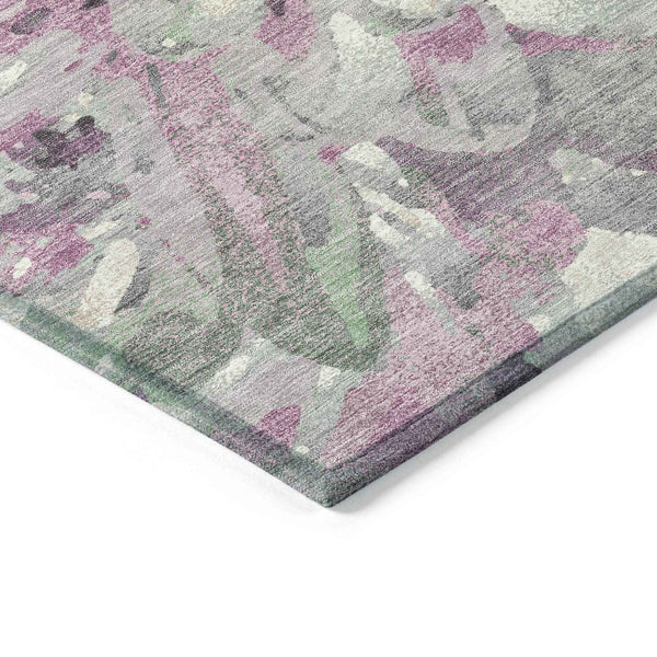 8' X 10' Blush Ivory And Gray Floral Washable Indoor Outdoor Area Rug