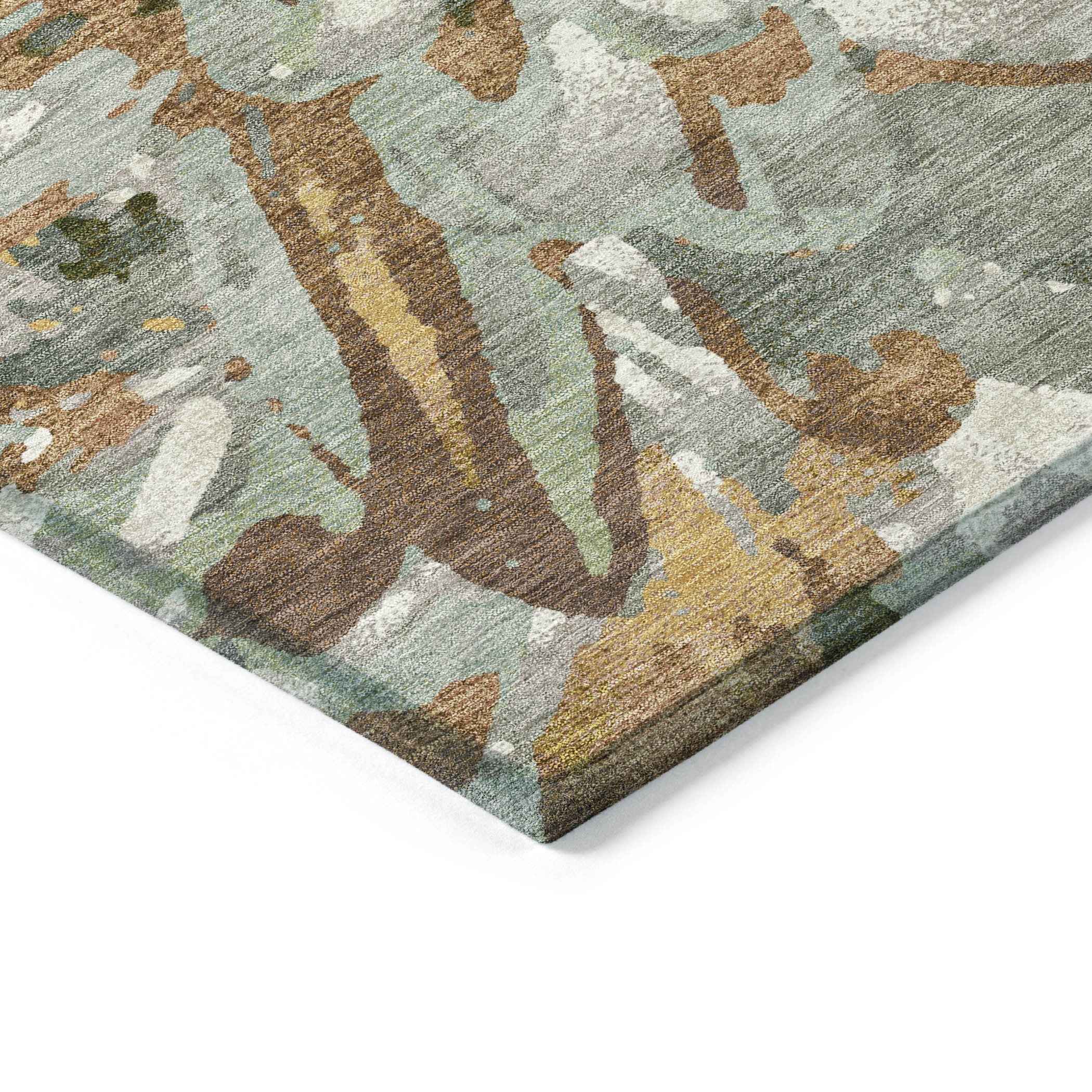 3' X 5' Copper Gray And Ivory Floral Washable Indoor Outdoor Area Rug