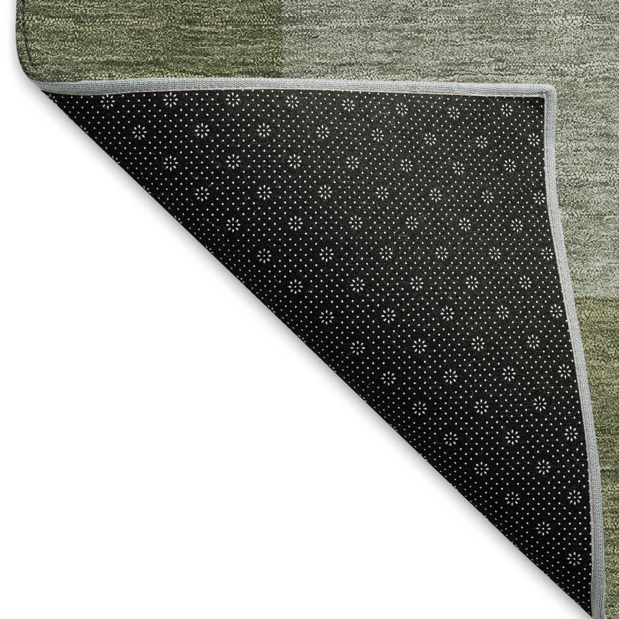 8' Olive Green And Gray Round Geometric Washable Indoor Outdoor Area Rug