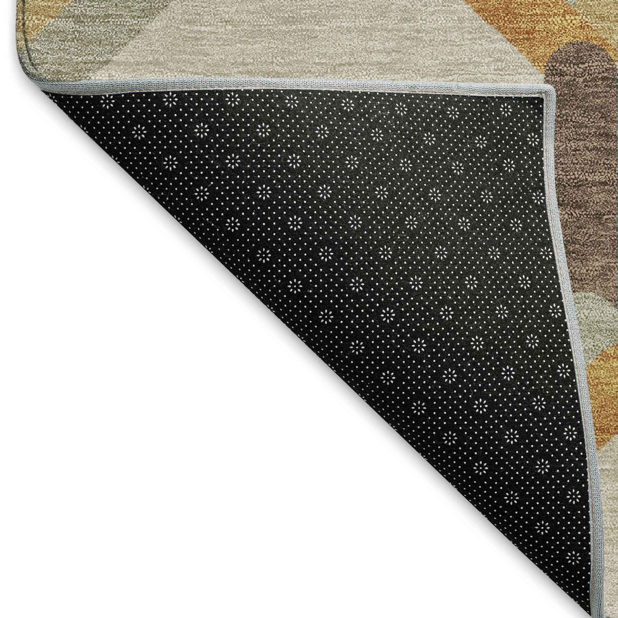 9' X 12' Beige Wheat And Blue Geometric Washable Indoor Outdoor Area Rug