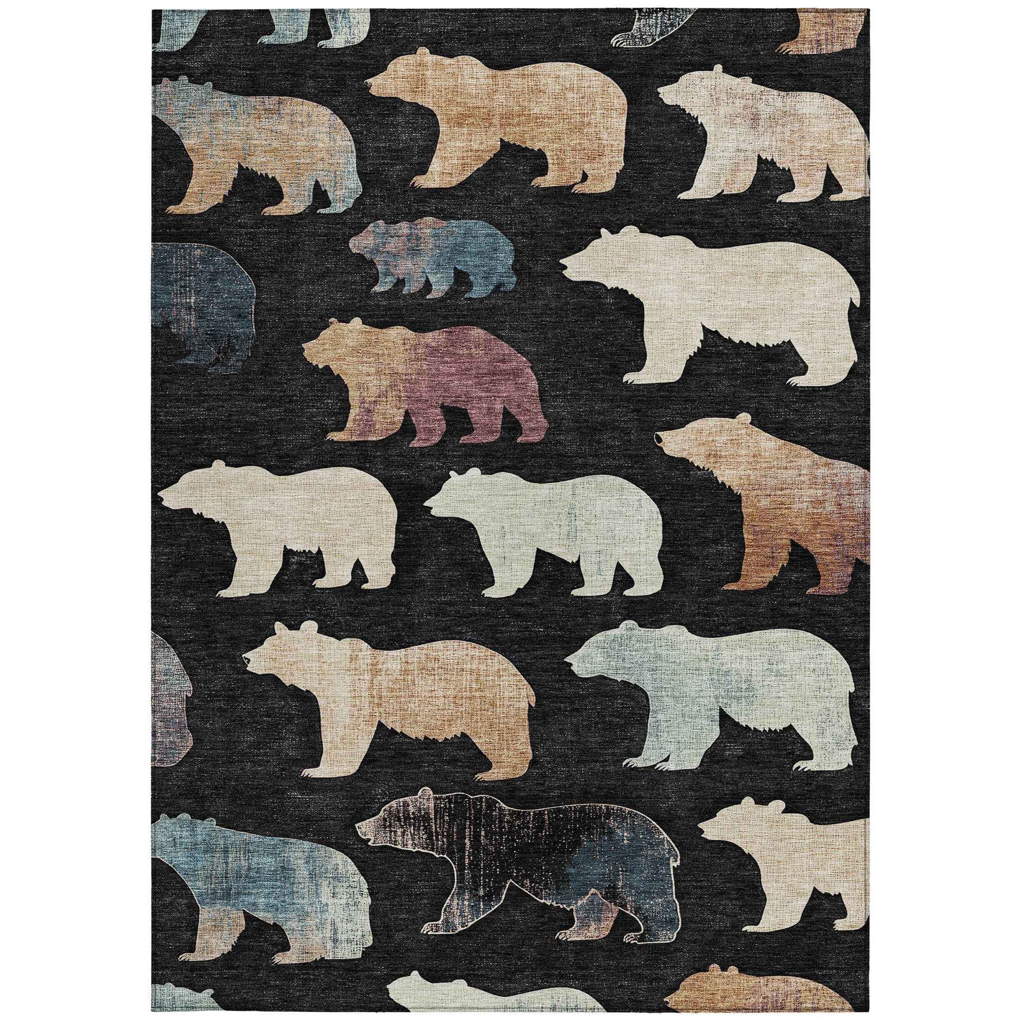 3' X 5' Black Ivory And Brown Animal Print Washable Indoor Outdoor Area Rug