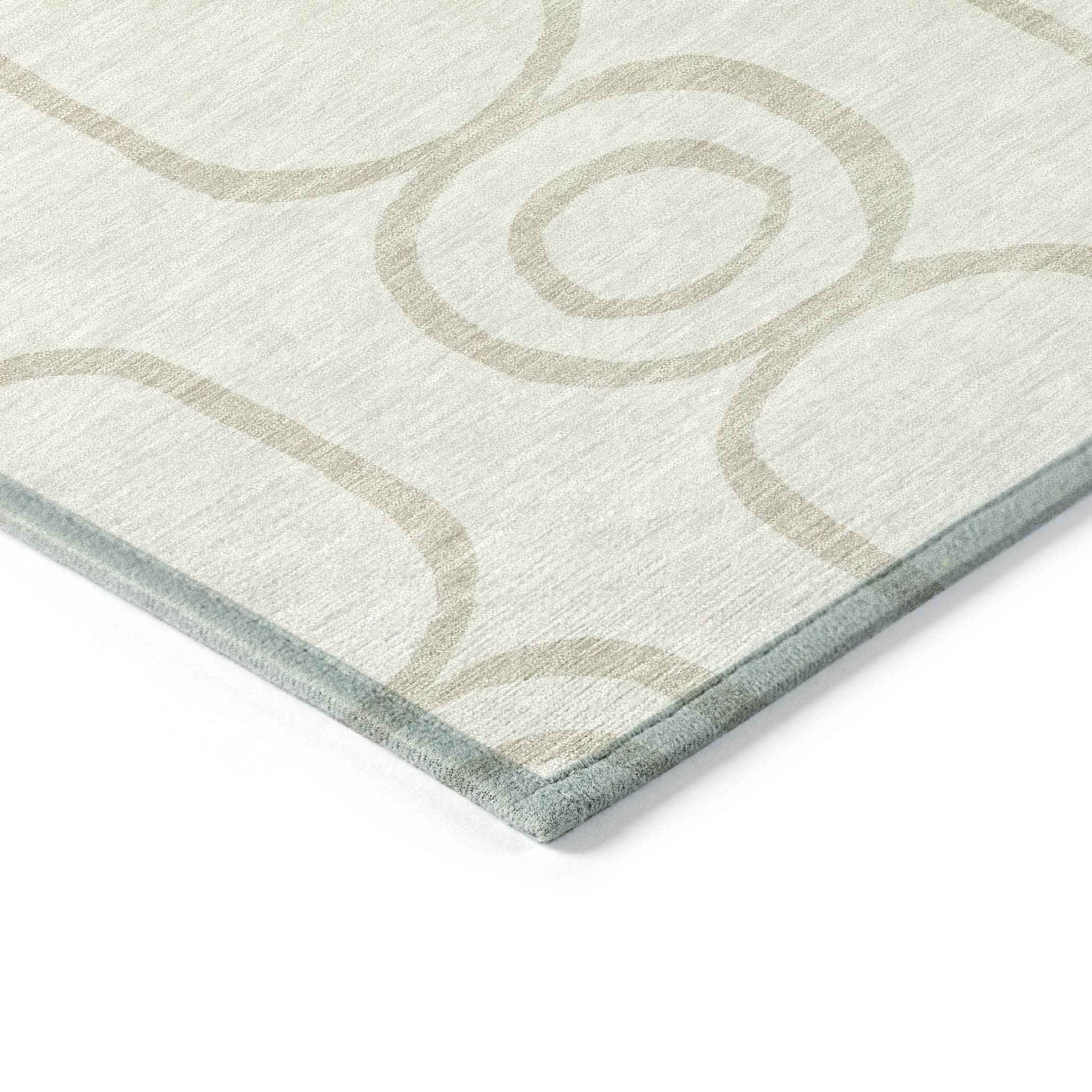 9' X 12' Ivory And Beige Geometric Washable Indoor Outdoor Area Rug
