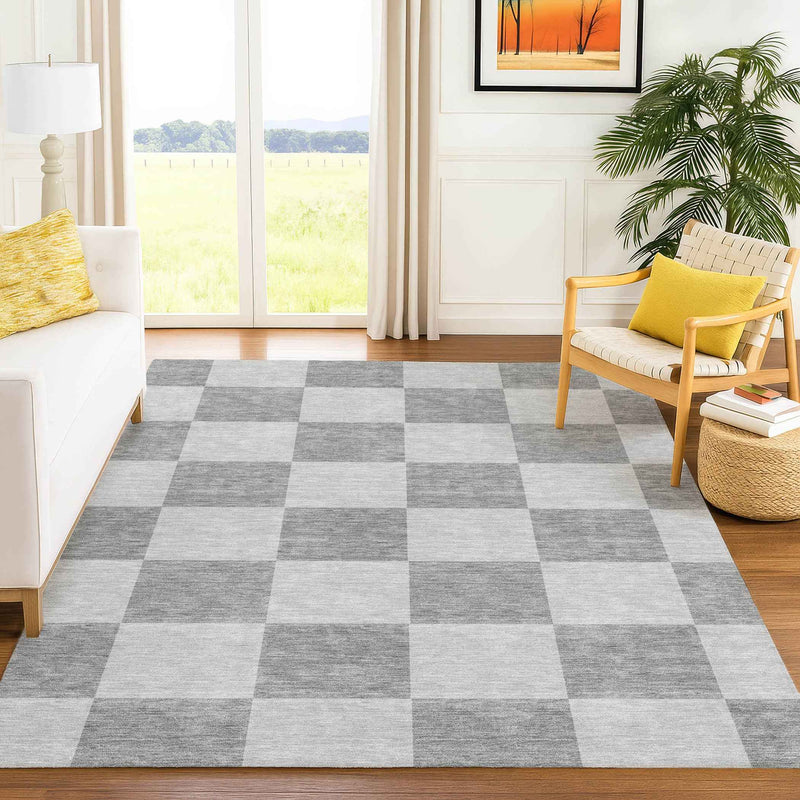 9' X 12' Gray And Pewter Geometric Washable Indoor Outdoor Area Rug