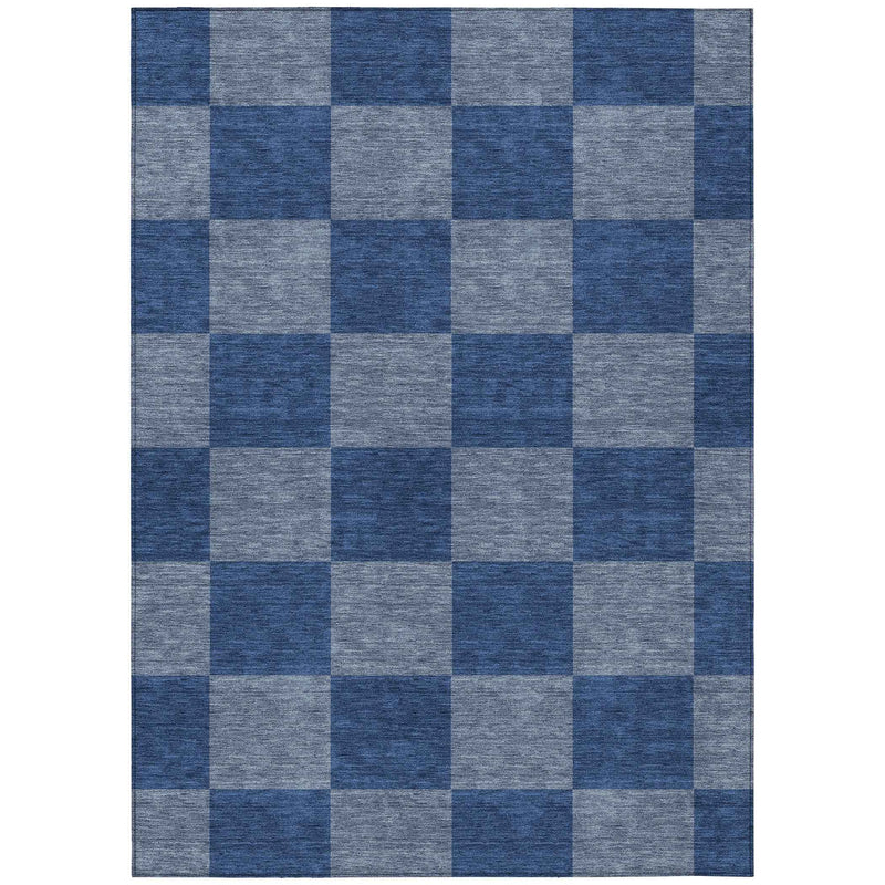 10' X 14' Blue And Gray Geometric Washable Indoor Outdoor Area Rug