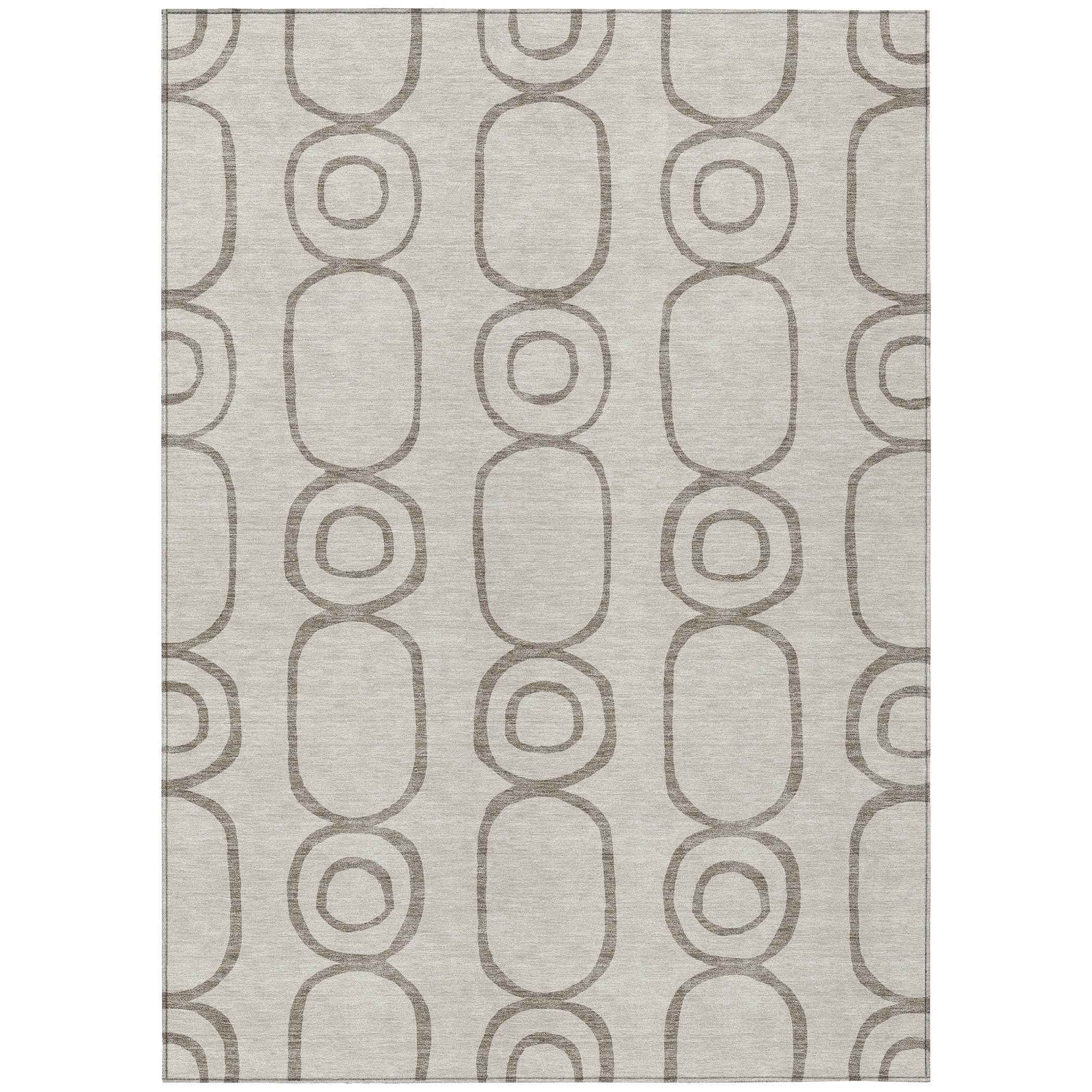 10' X 14' Taupe Beige And Ivory Geometric Washable Indoor Outdoor Area Rug