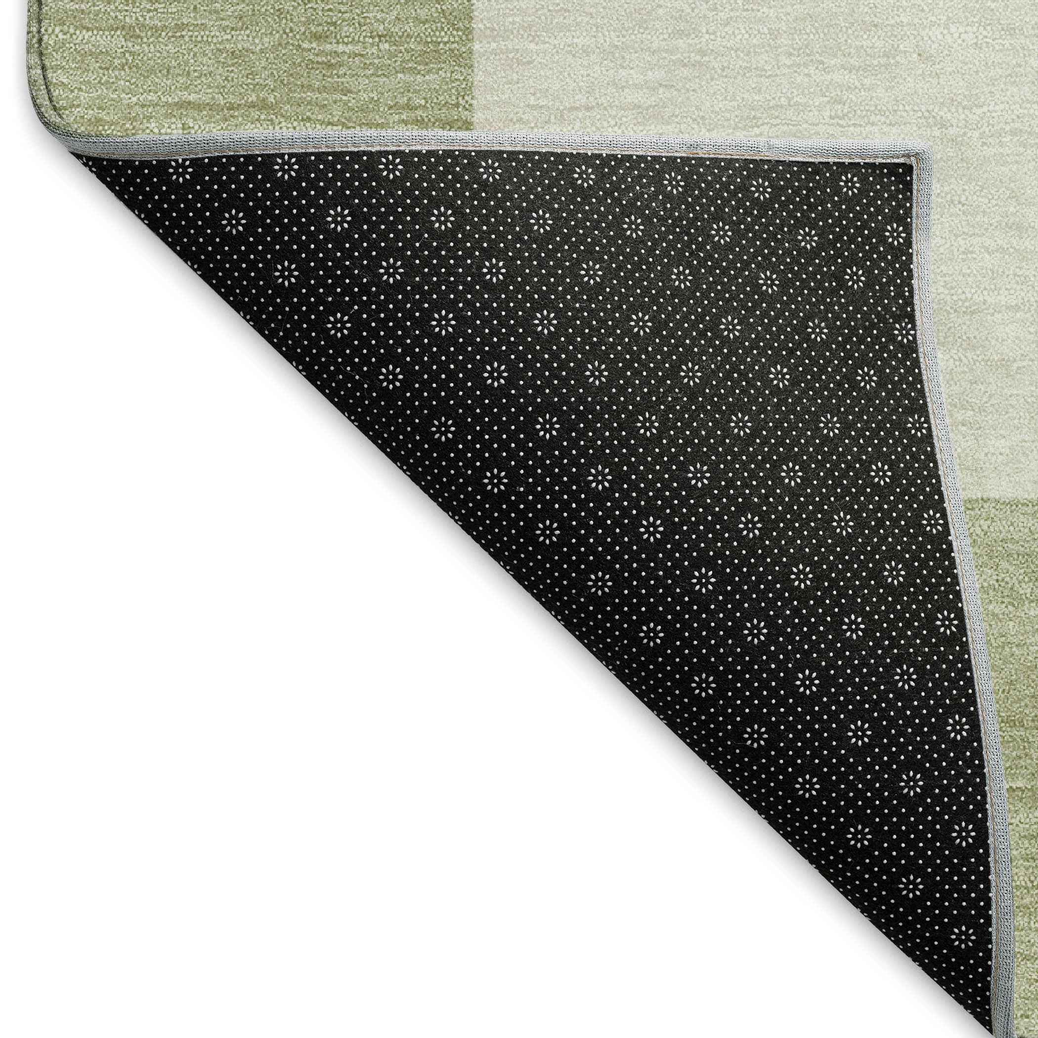 3' X 5' Artichoke Green And Ivory Geometric Washable Indoor Outdoor Area Rug
