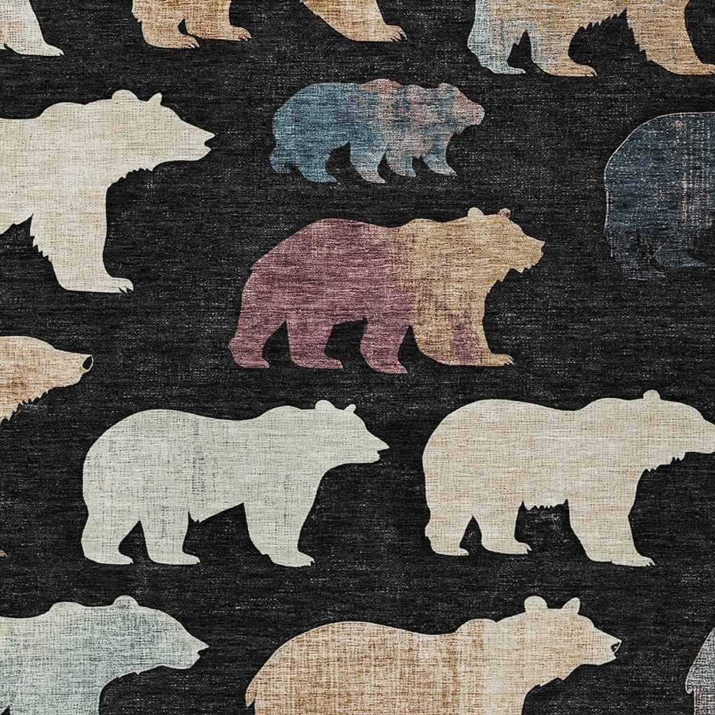 10' X 14' Black Ivory And Brown Animal Print Washable Indoor Outdoor Area Rug