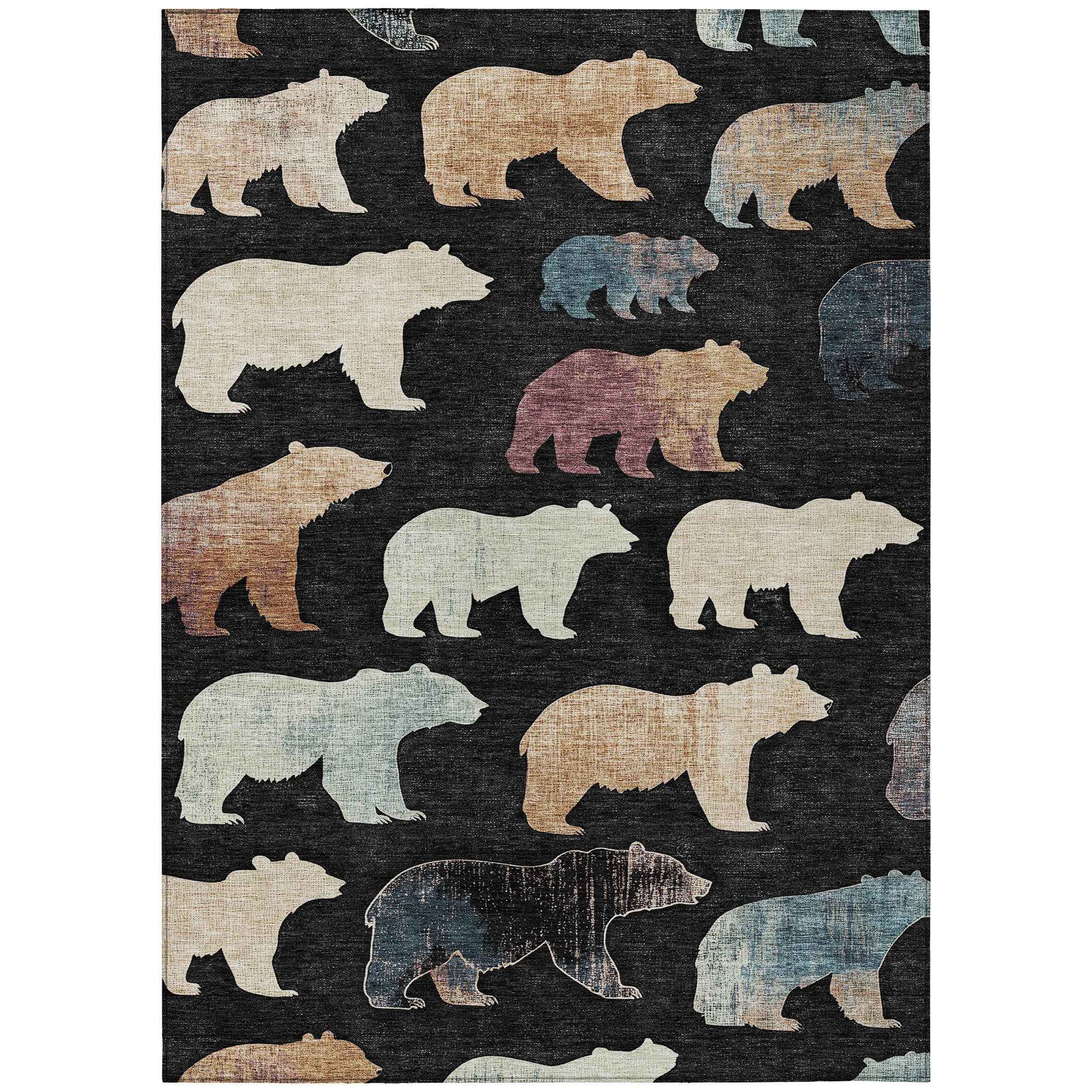 10' X 14' Black Ivory And Brown Animal Print Washable Indoor Outdoor Area Rug